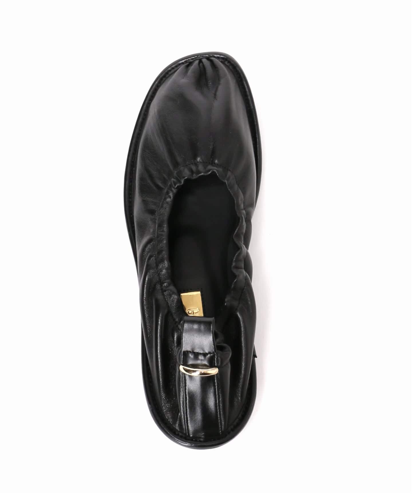 GRISEレザーオブリークギャザーバレリーナ（バレエシューズ