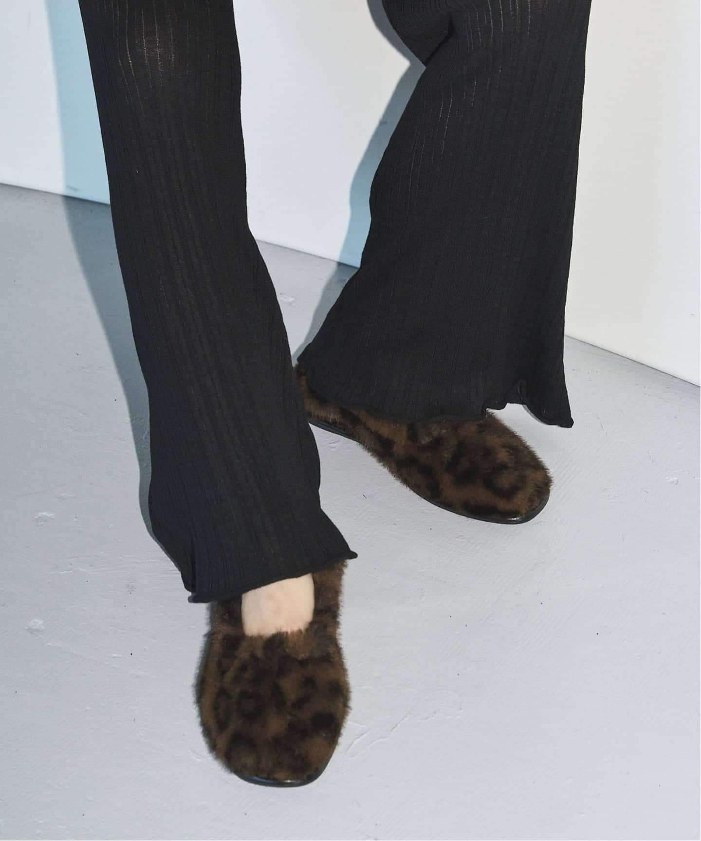 LE TALON GRISE ファーギャザーバレリーナ　レオパード24.5cm LE TALON｜《追加》GRISEファーギャザーバレリーナ | Rakuten Fashion