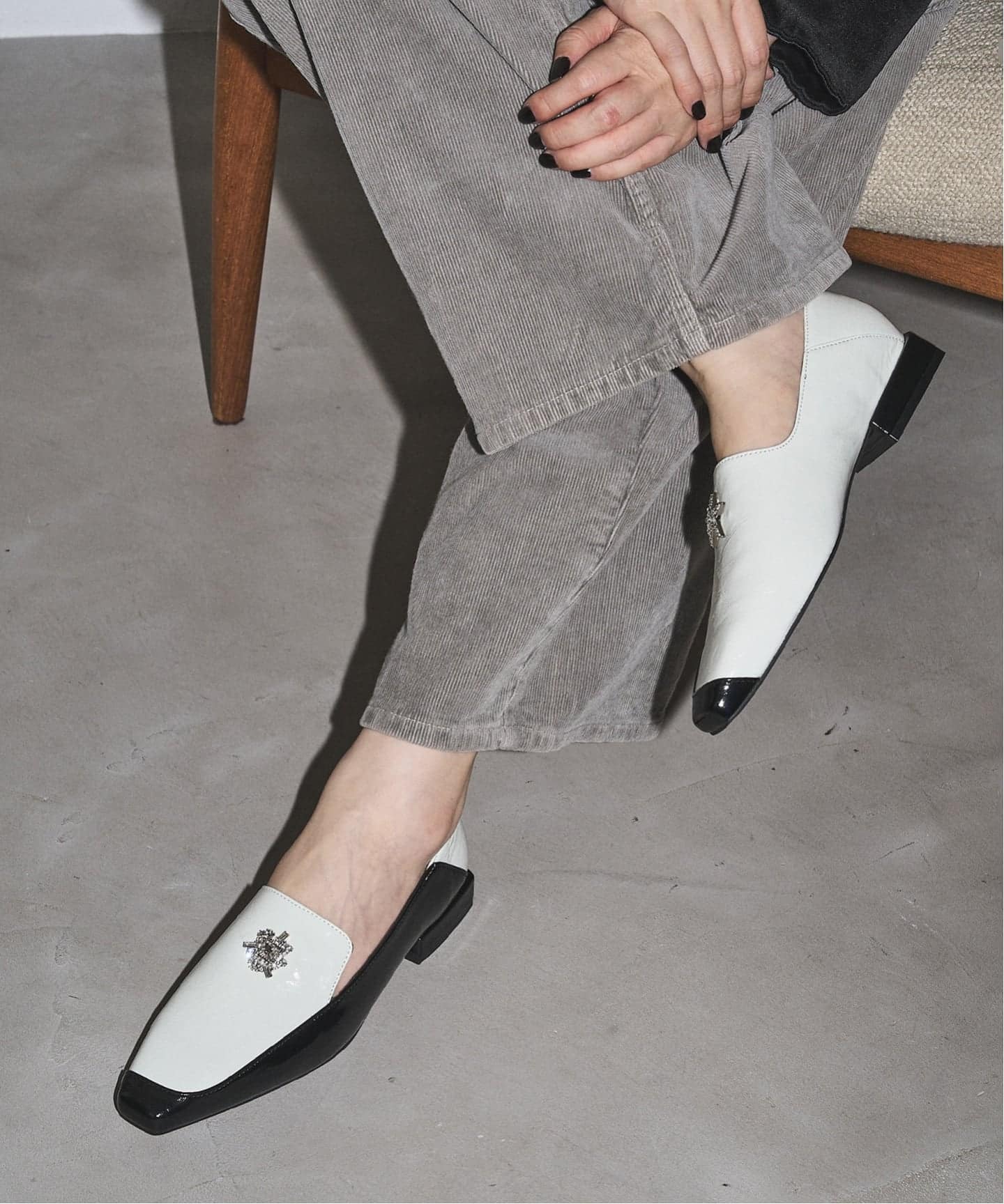 GRISEレザーナロースクエアモチーフローファー（ローファー）｜GRISE