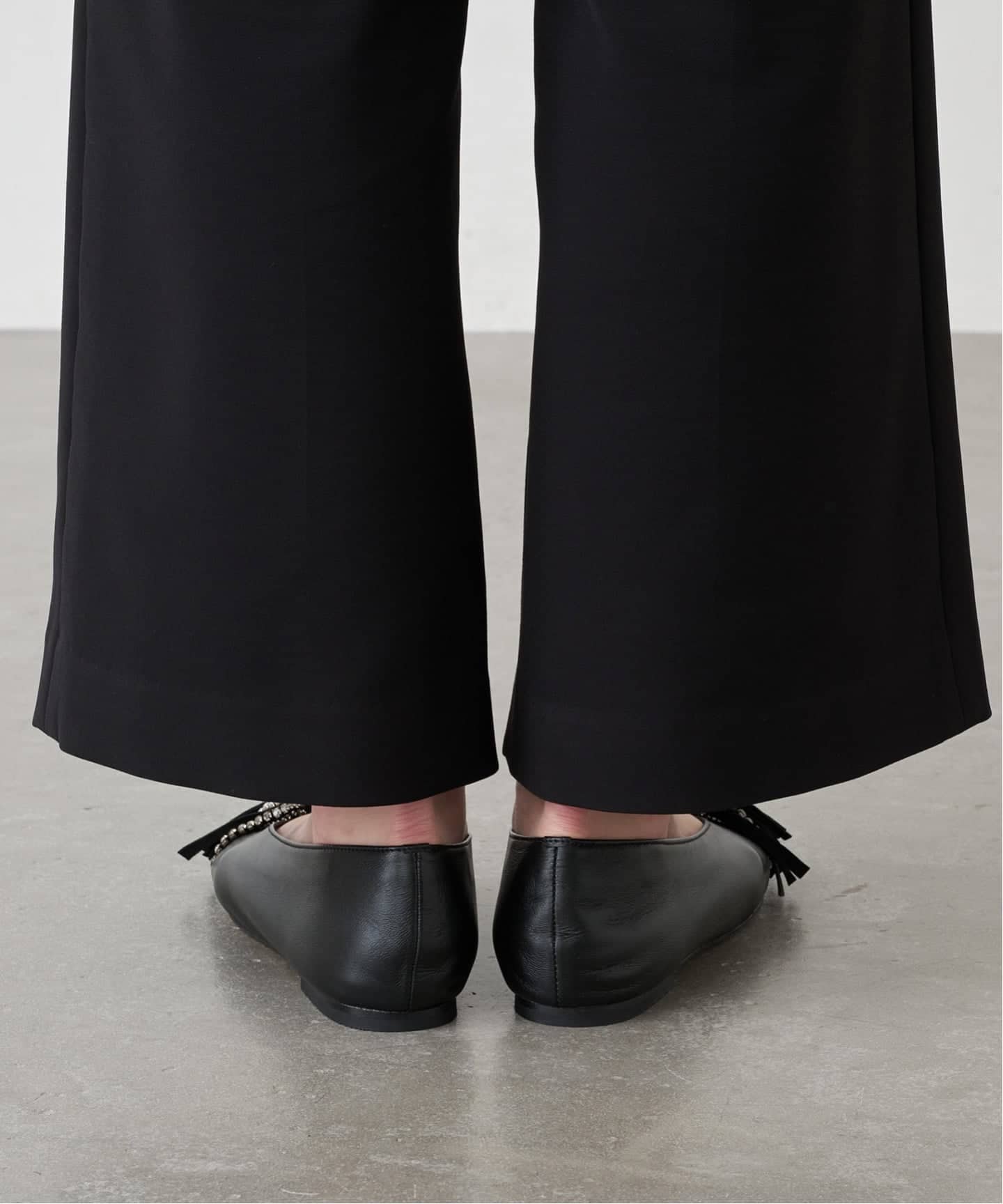 GRISEレザービジューフリンジフラット（フラットシューズ）｜GRISE