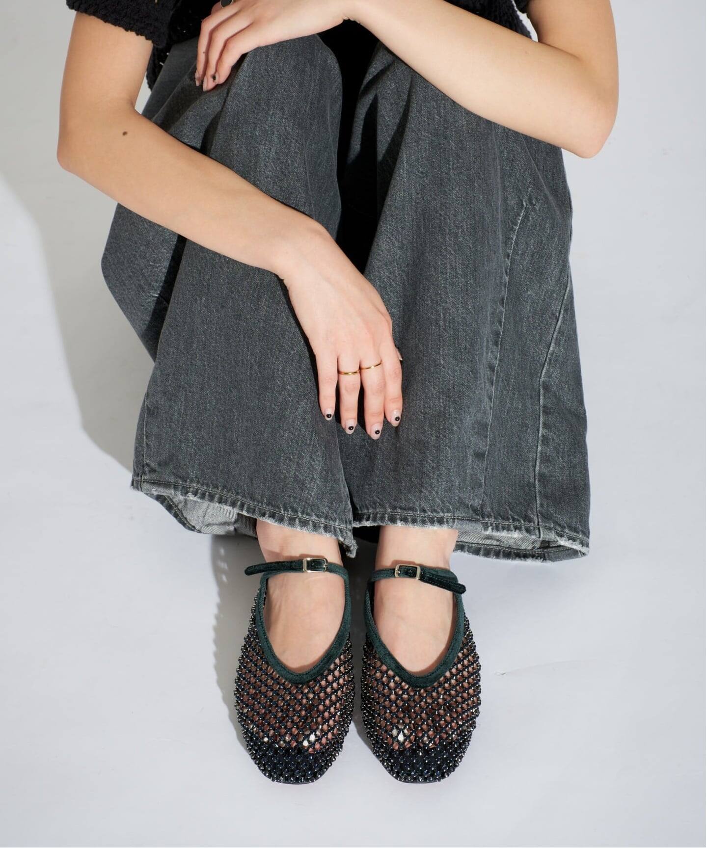 即完】ルタロン/グリーズ ビジューネットミュール GRISEビジューネット