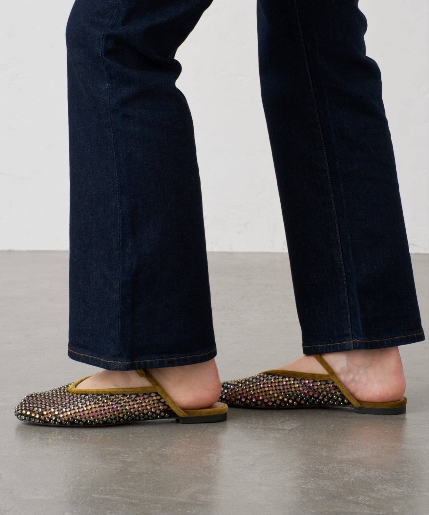LE TALON GRISEビジューネットミュールmustard GRISEビジューネットミュール（フラットシューズ）｜LE TALON（ル