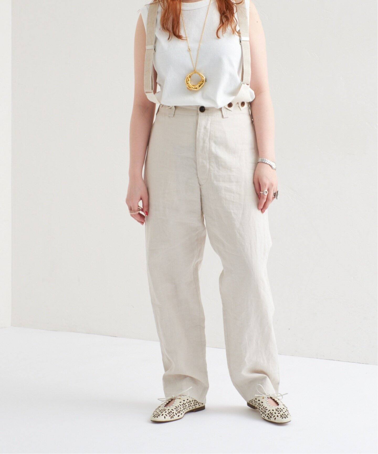 GRISEレザーARTISANフラワーカットフラット（フラットシューズ