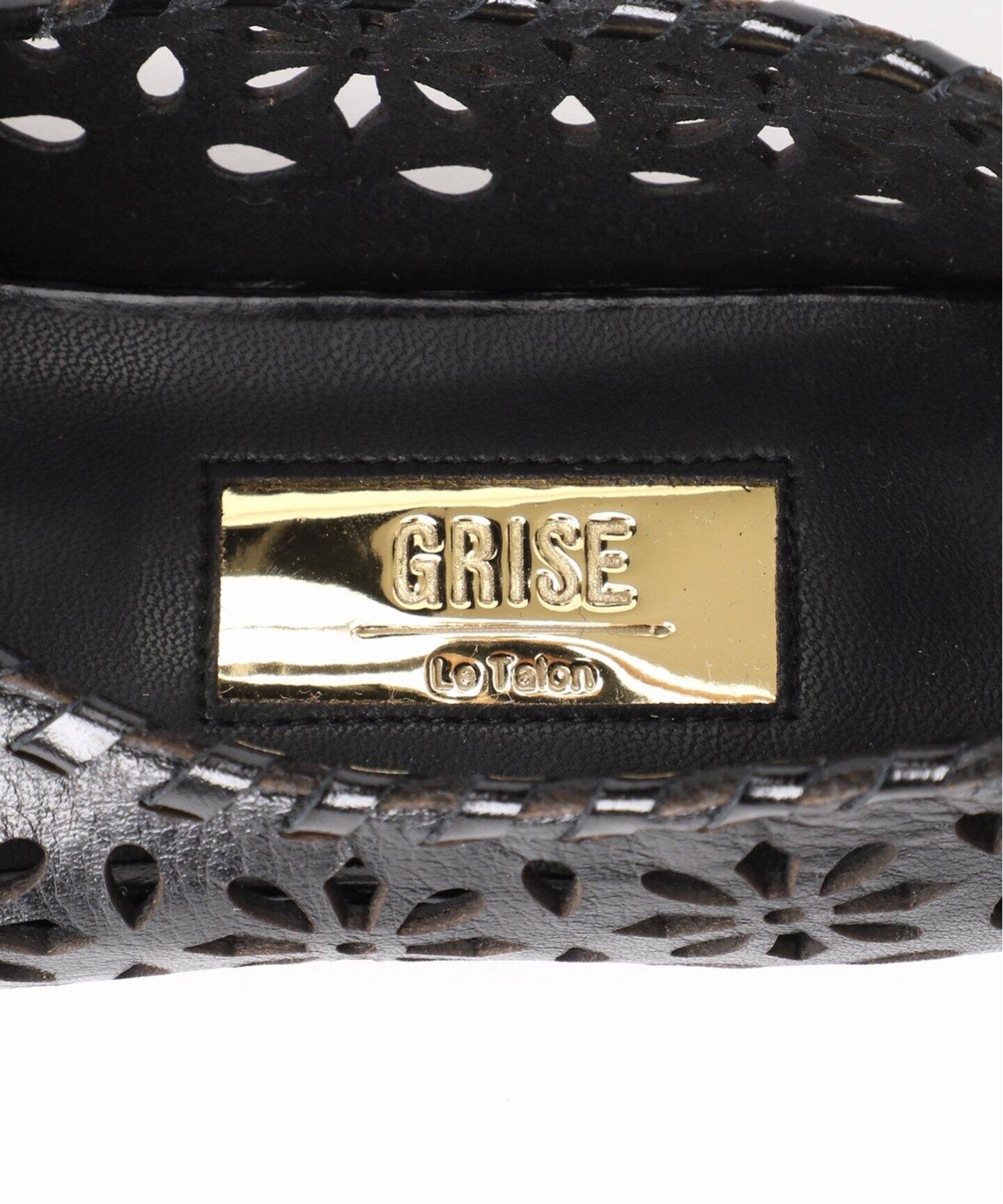 GRISEレザーARTISANフラワーカットフラット（フラットシューズ）｜LE