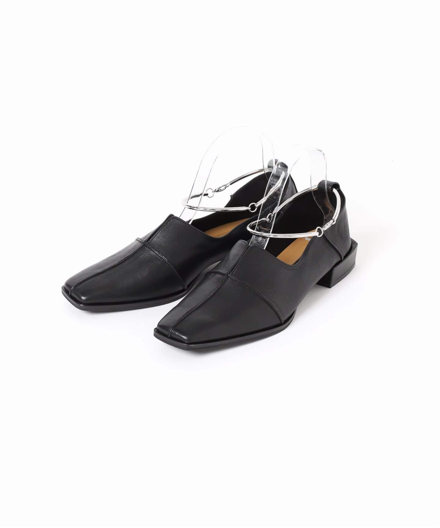 【GRISE】レザースクエアクロスシームアンクルフラット BLACK 24cm LE TALON（ルタロン）の「《予約》GRISE レザースクエアクロス