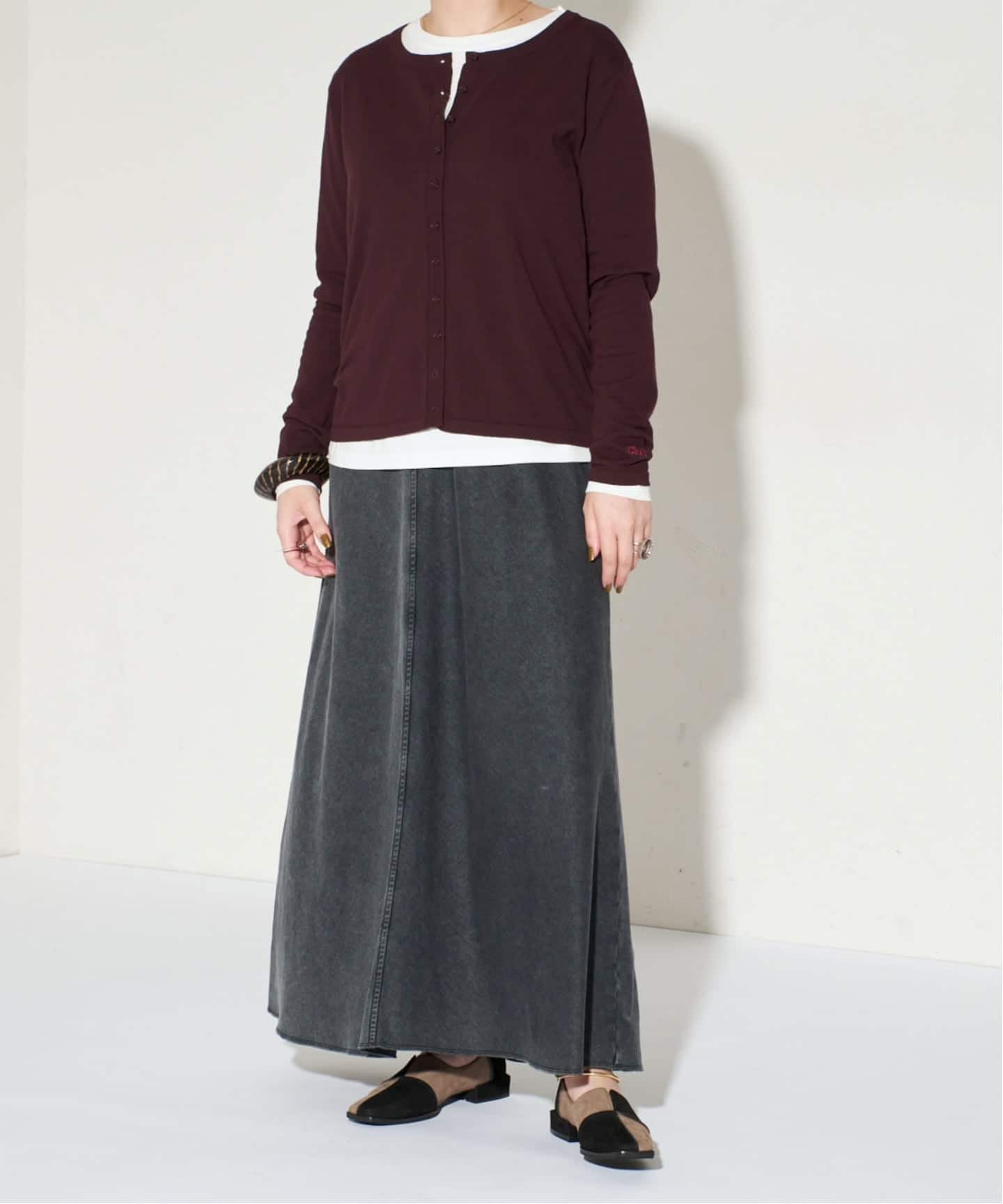 GRISEレザースクエアクロスシームアンクルフラット（フラット