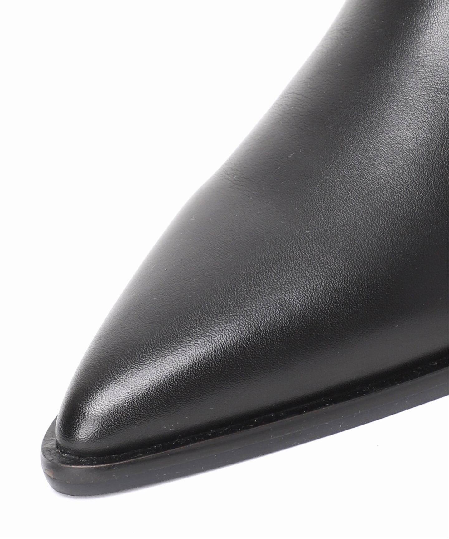 ポインテッド ワイドシャフト ロングブーツGRISE 5.5cmレザー ブラック 予約》GRISE5.5cmレザーポインテッドワイドシャフトロングブーツ