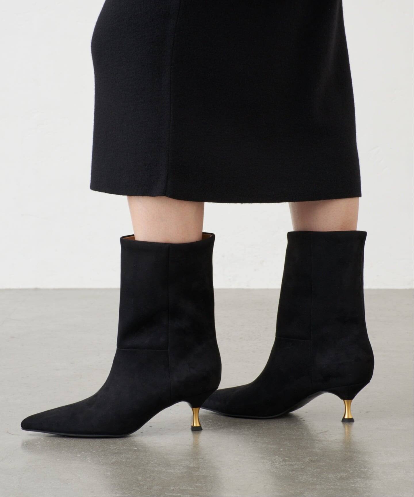 GRISE5cmポインテッドスエードミドルブーツ(ブーティ・ショートブーツ GRISE5cmポインテッドスエードミドルブーツ(ブーティ・ショートブーツ