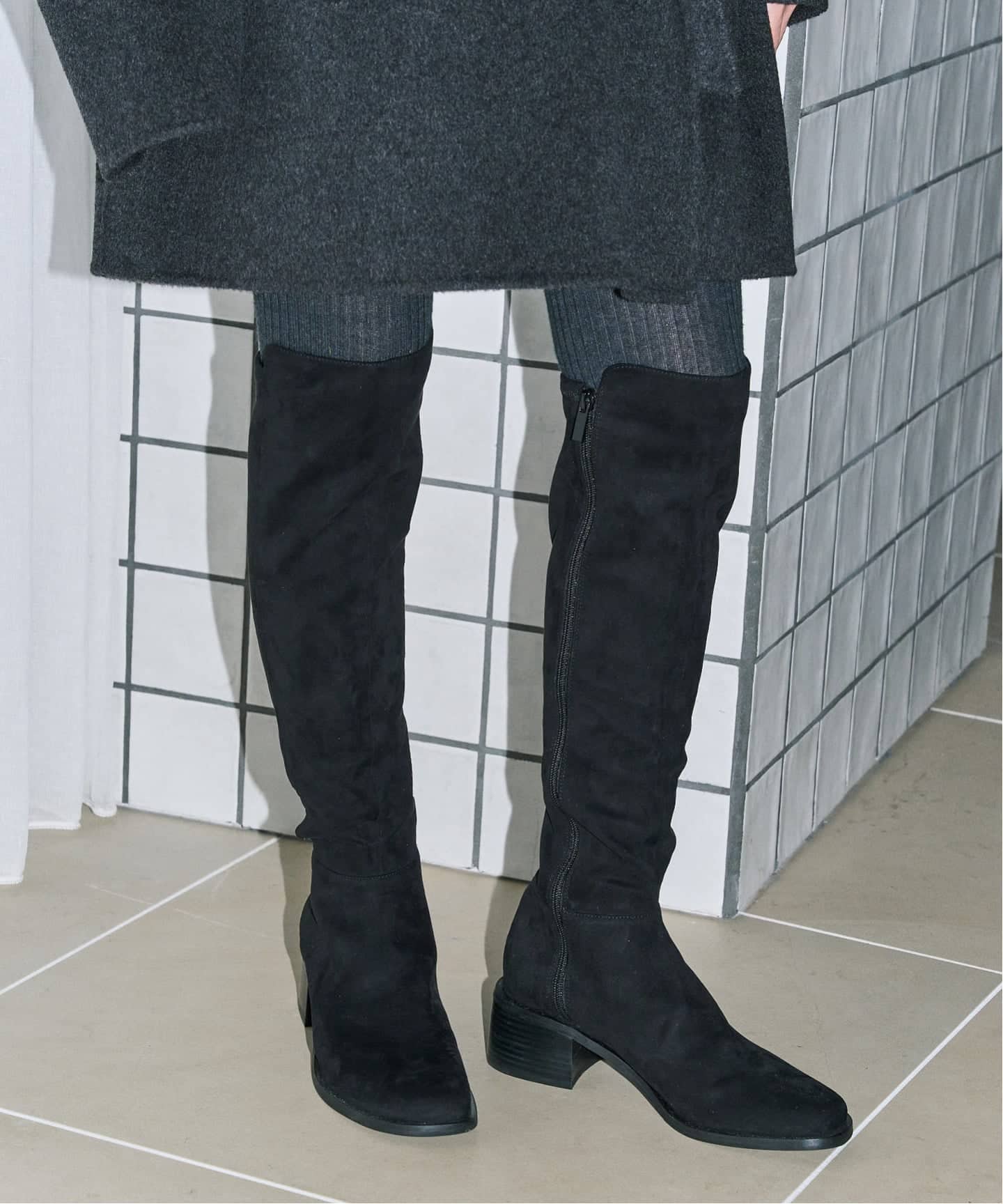 追加》GRISE4.5cmラウンドソフトフィットニーハイ（ロングブーツ