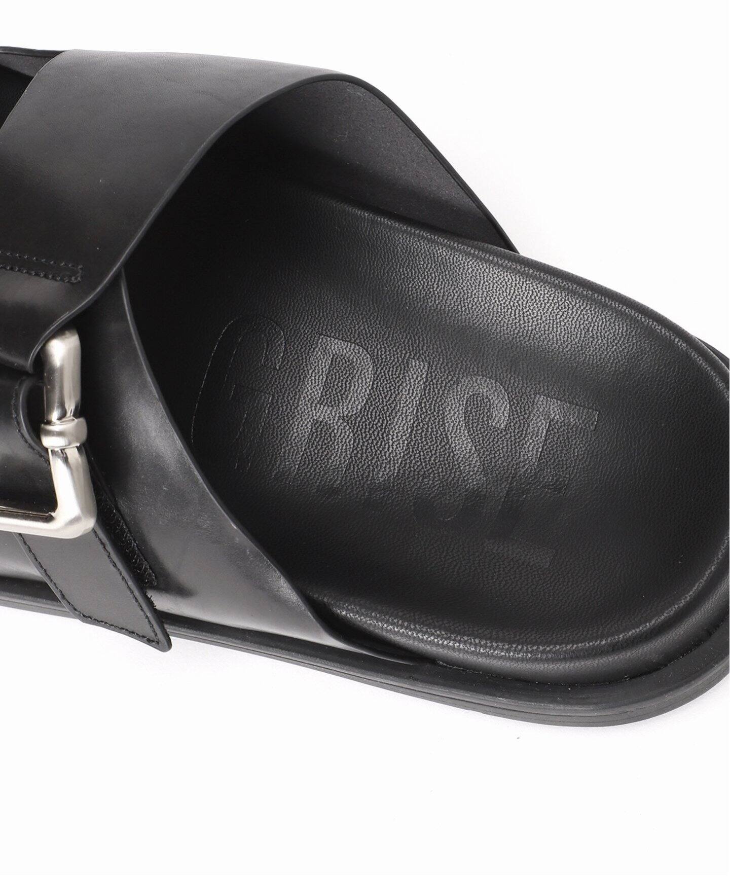 ルタロン　GRISEレザーアツゾコバックルサンダル　ブラック　XL 25.0 極美品】ルタロン GRISE レザー アツゾコバックルサンダル