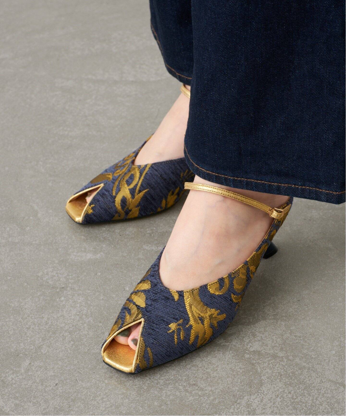 追加》GRISE6cmピープトゥストラップミュール（パンプス