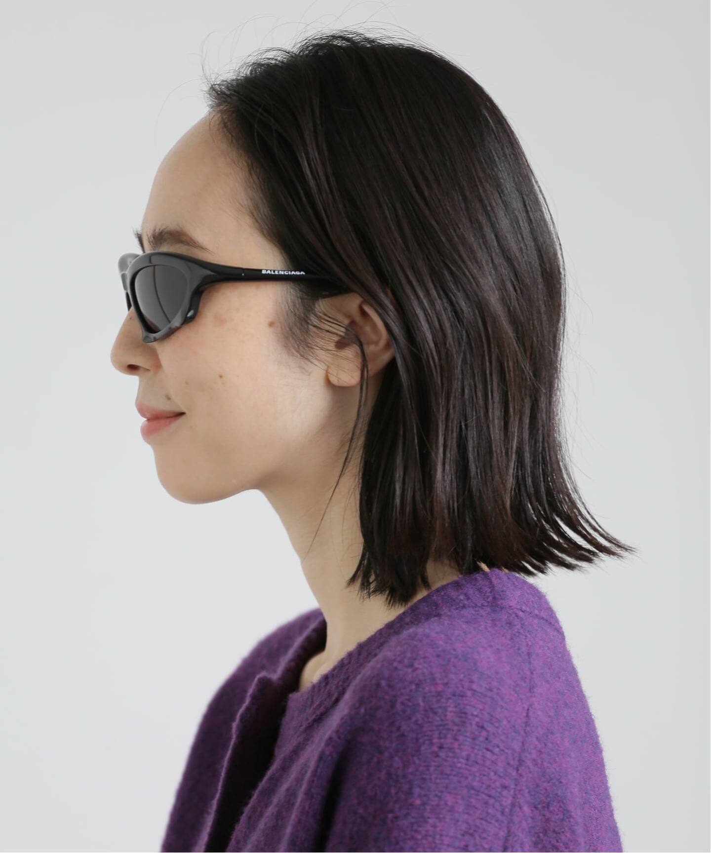 美品 バレンシアガ BB0229S プラスチック ブラック サングラス 黒 1095【中古】BALENCIAGA BALENCIAGA - 美品 バレンシアガ BB0229S プラスチック ブラック