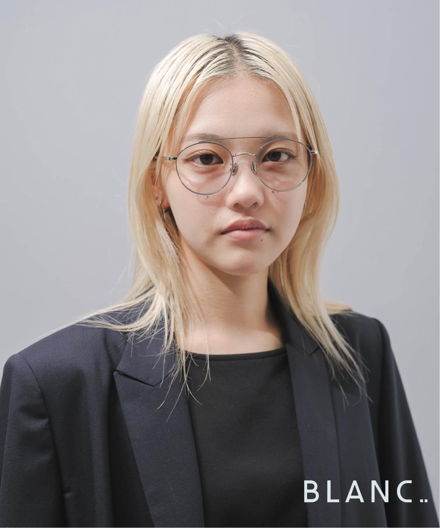 BLANC. B0015 ミラーレンズ ブルー シルバーフレーム ダブルブリッジ