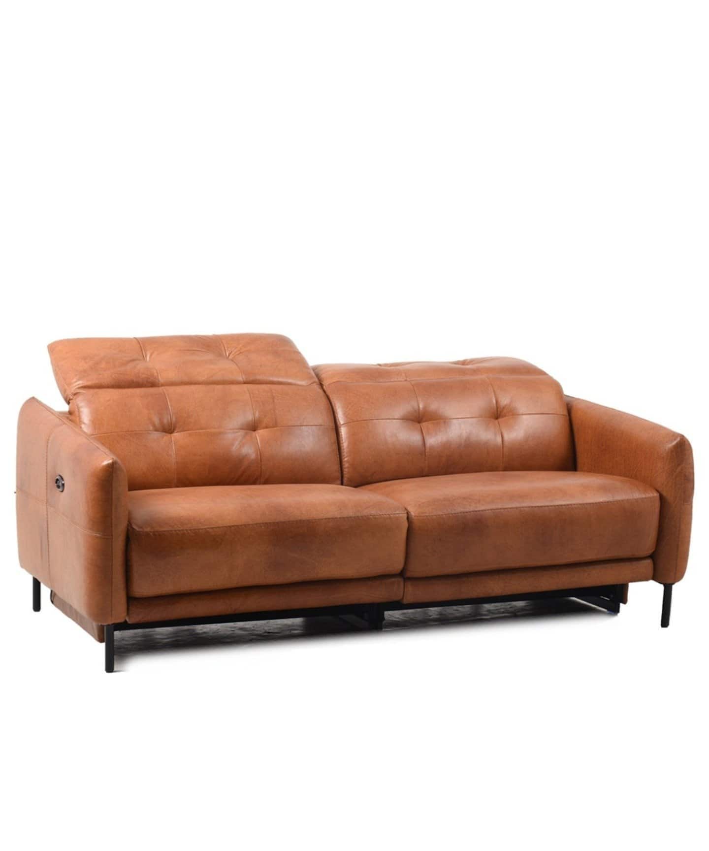 割引購入 大型商品》SHEFFIELD 電動 キャメル LEATHER SOFA RECLINING 2人掛け・3人掛けソファ