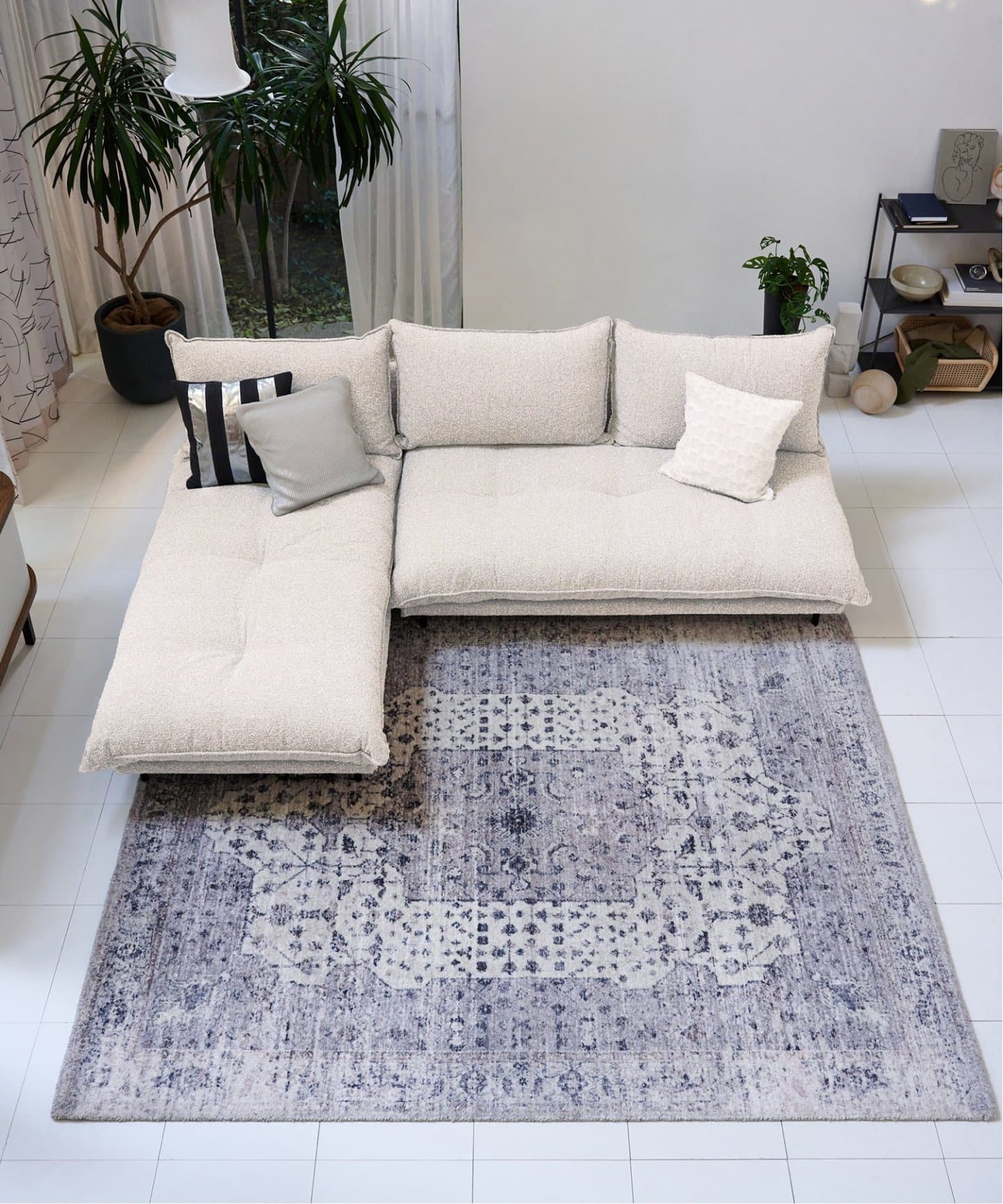 ポルトソファ　ホワイト　JOURNAL STANDARD FURNITURE 予約》《大型商品》PORTO SOFA Low W1200 Boucle(I) ポルト