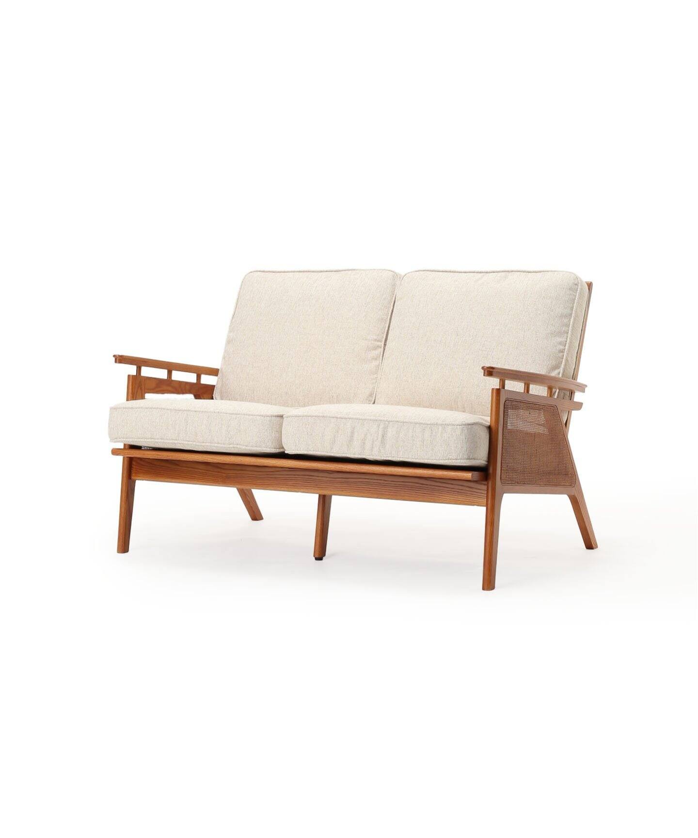 大型商品》WICKER SOFA 2P (IV) ウィッカーソファ アイボリー（ソファ 