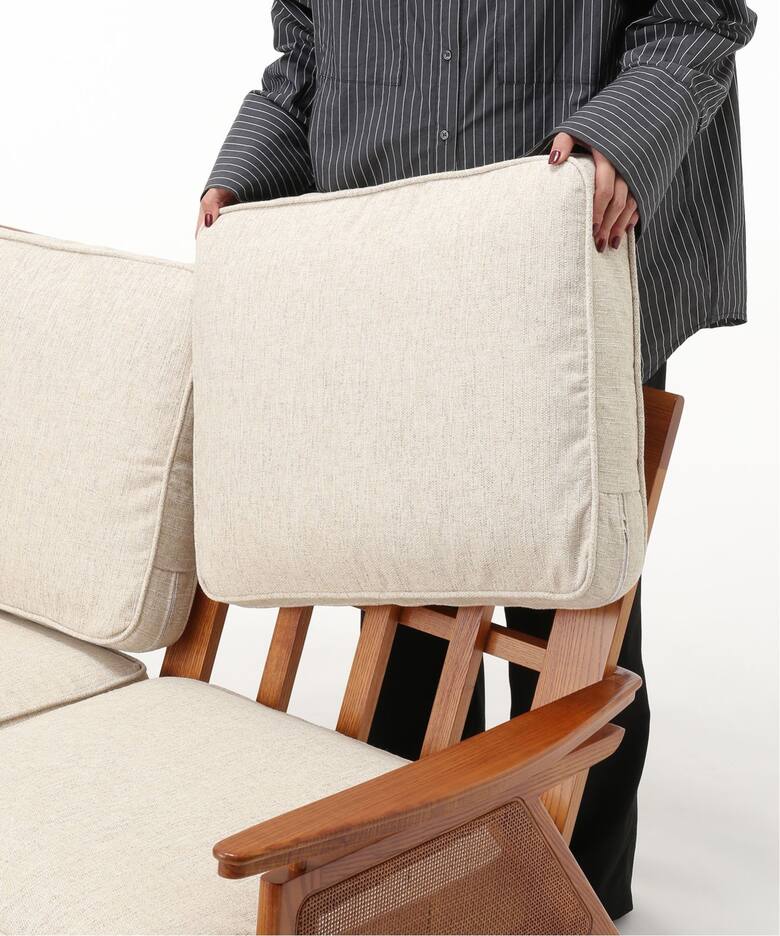 大型商品》WICKER SOFA 2P (IV) ウィッカーソファ アイボリー（ソファ 