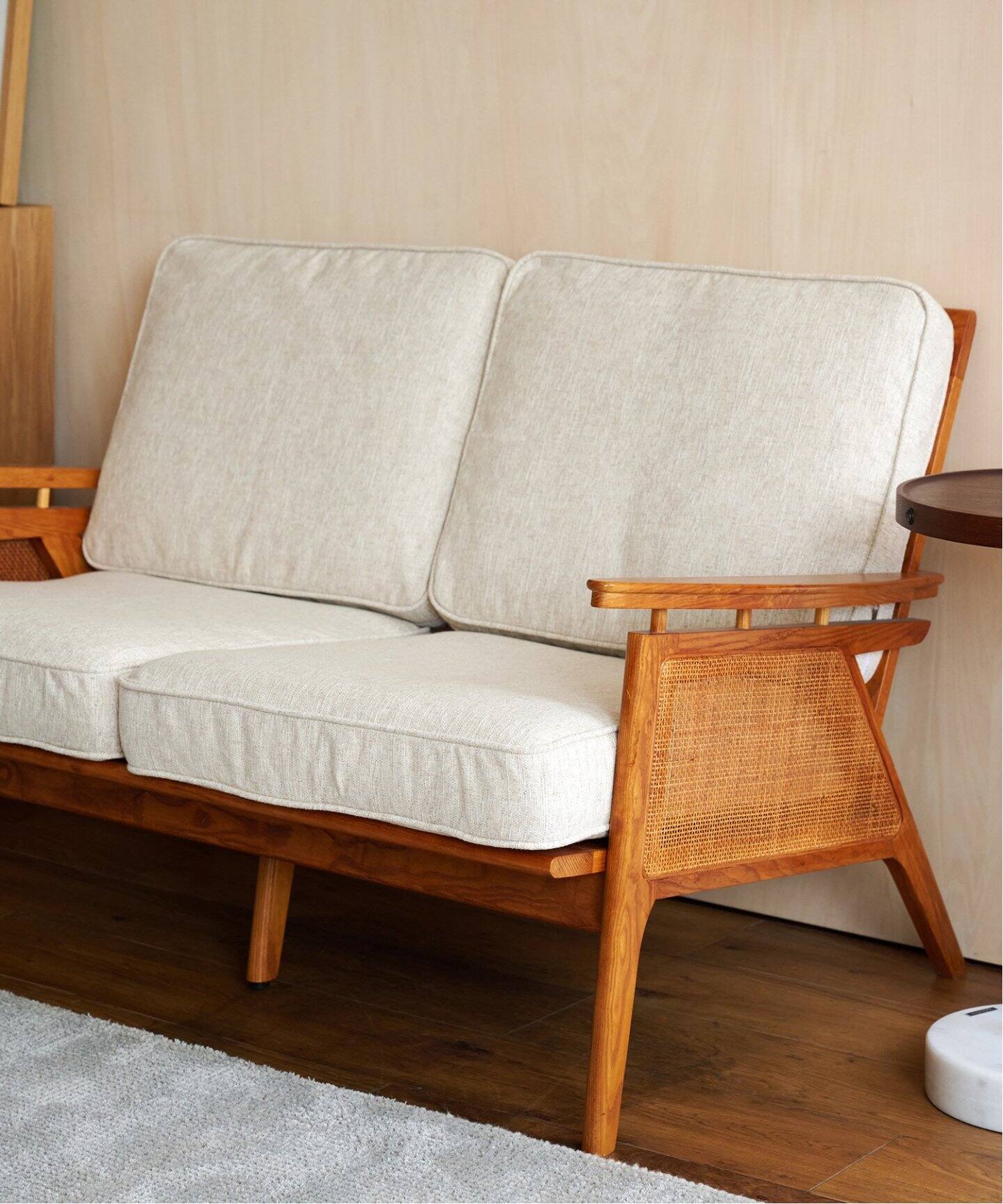 大型商品》WICKER SOFA 2P (IV) ウィッカーソファ アイボリー（ソファ 