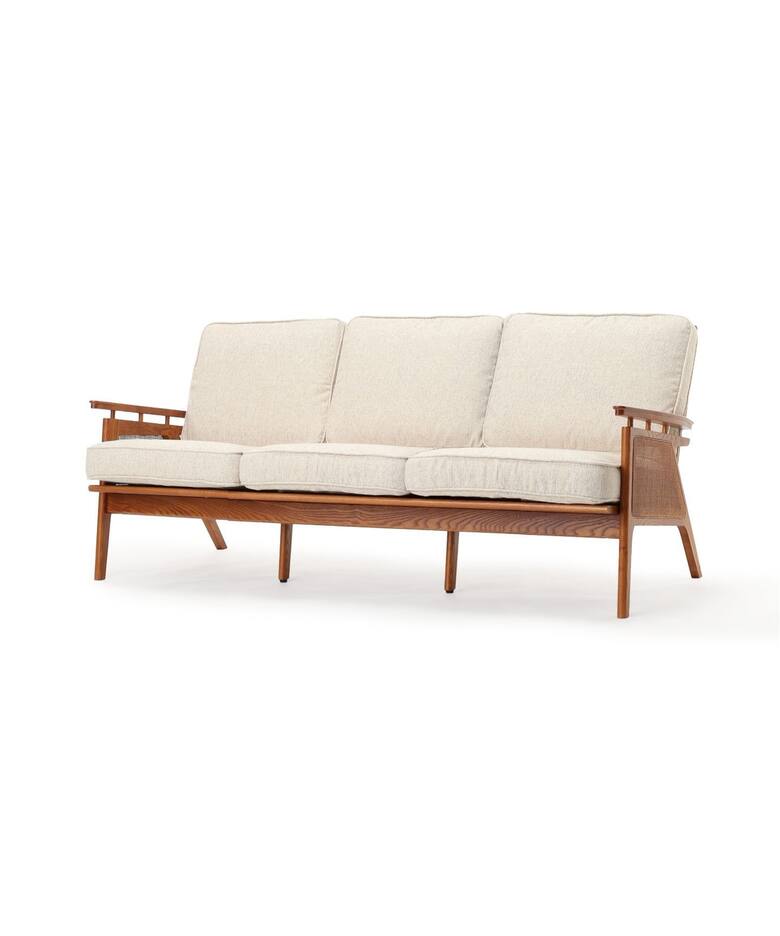 大型商品》WICKER SOFA 3P (IV) ウィッカーソファ アイボリー（ソファ 