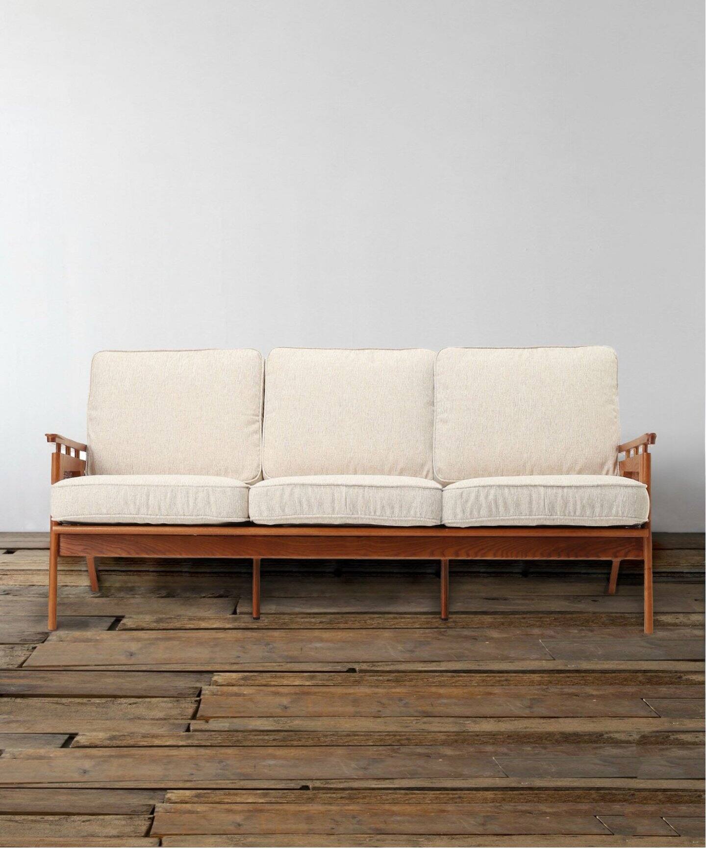 大型商品》WICKER SOFA 3P (IV) ウィッカーソファ アイボリー（ソファ 