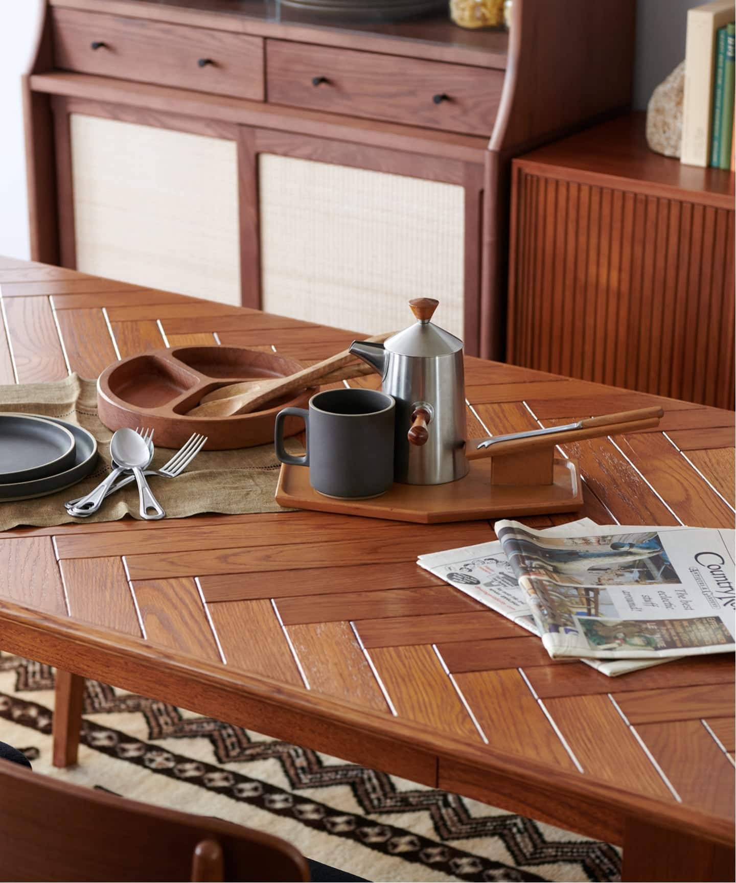 大型商品》WARNER DINING TABLE-herringbone ワーナーダイニング
