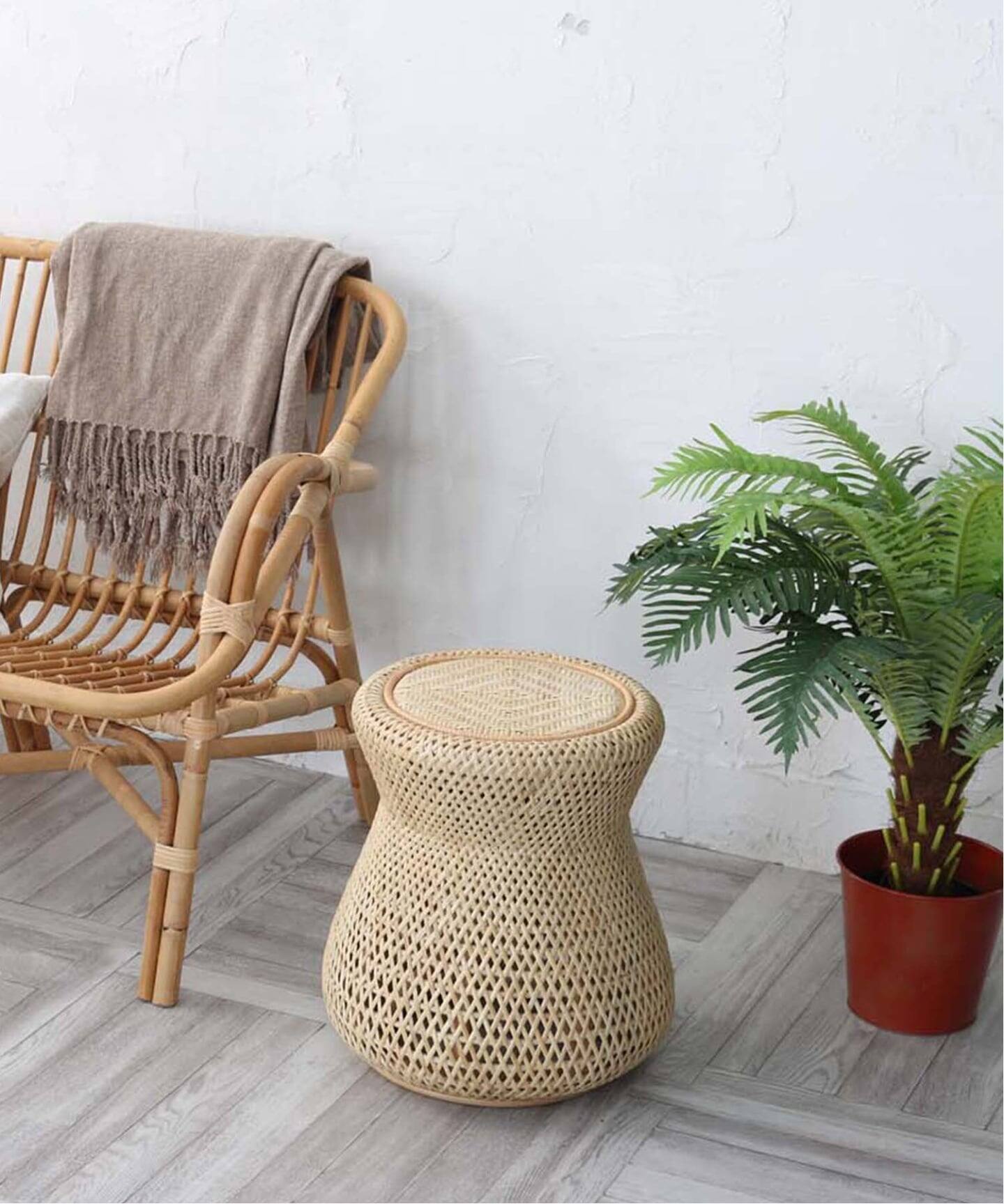 大型商品》【Sunflower Rattan/サンフラワーラタン】RATTAN STOOL