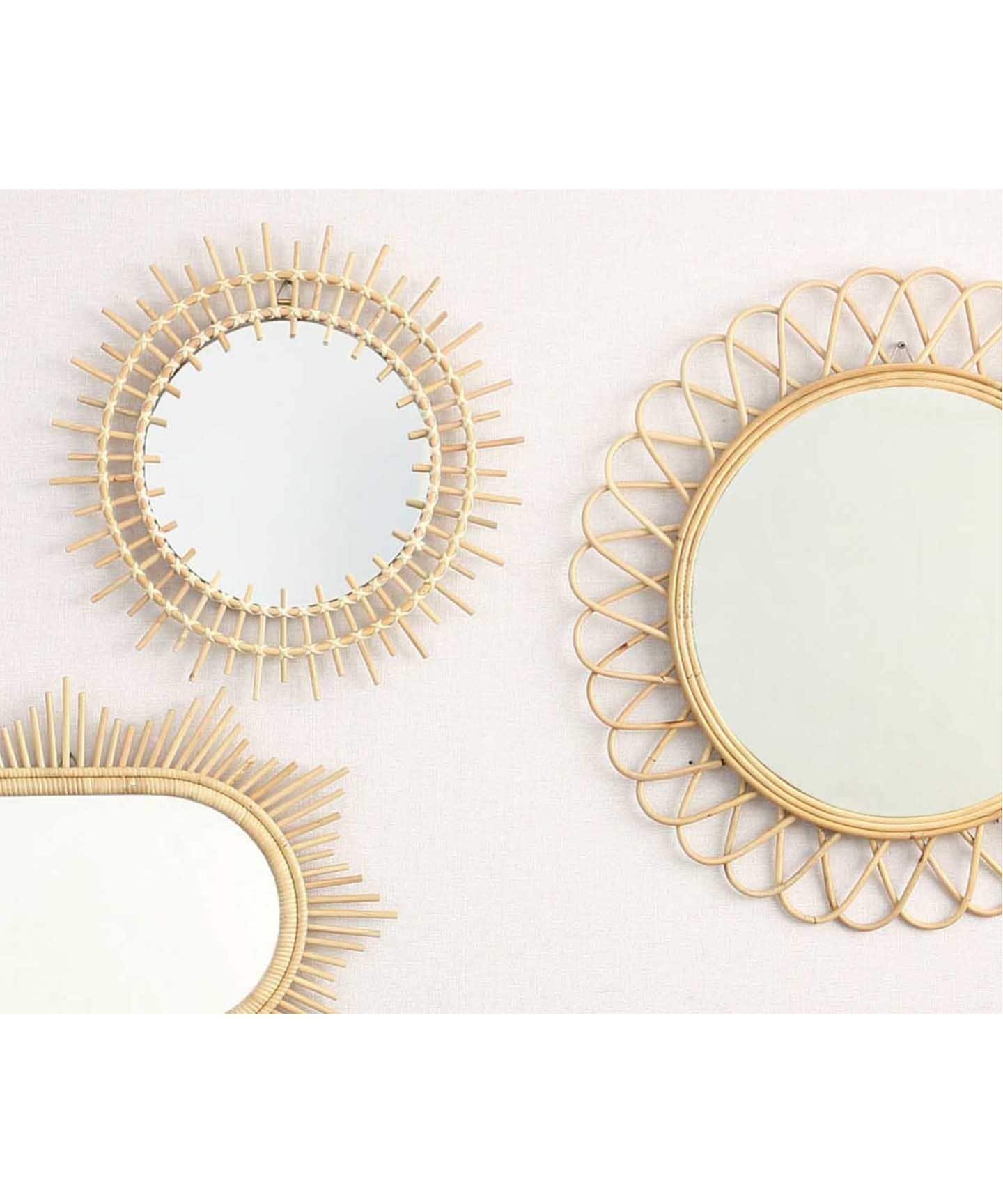 新品！サンフラワーラタン　ミラー Sunflower Rattan/サンフラワーラタン】WALL MIRROR(L) ウォール