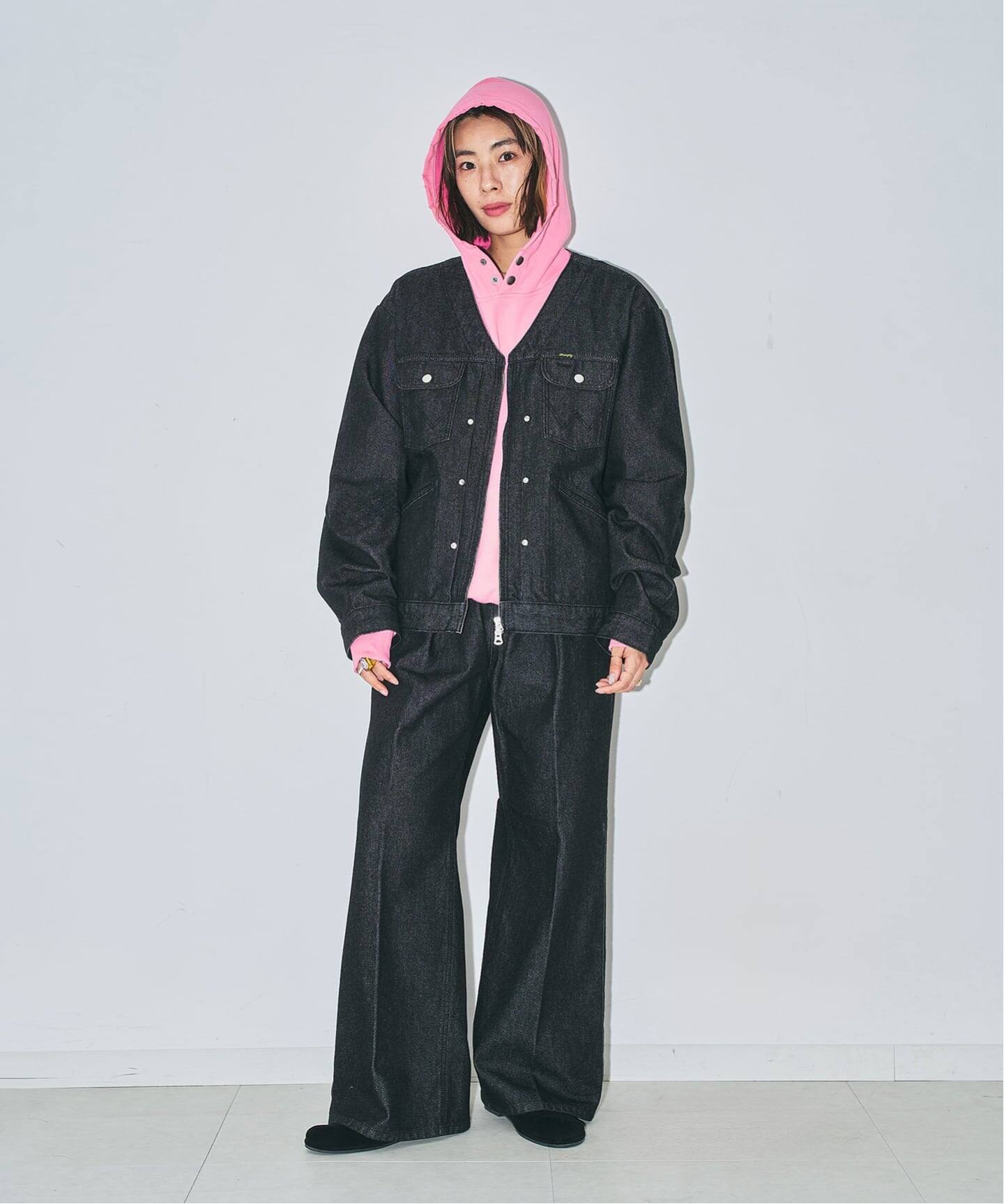 90s Wrangler BLACK DENIM JACKET 日本製 短丈 WRANGLER 別注 デニムジャケット（デニムジャケット）｜CITYSHOP