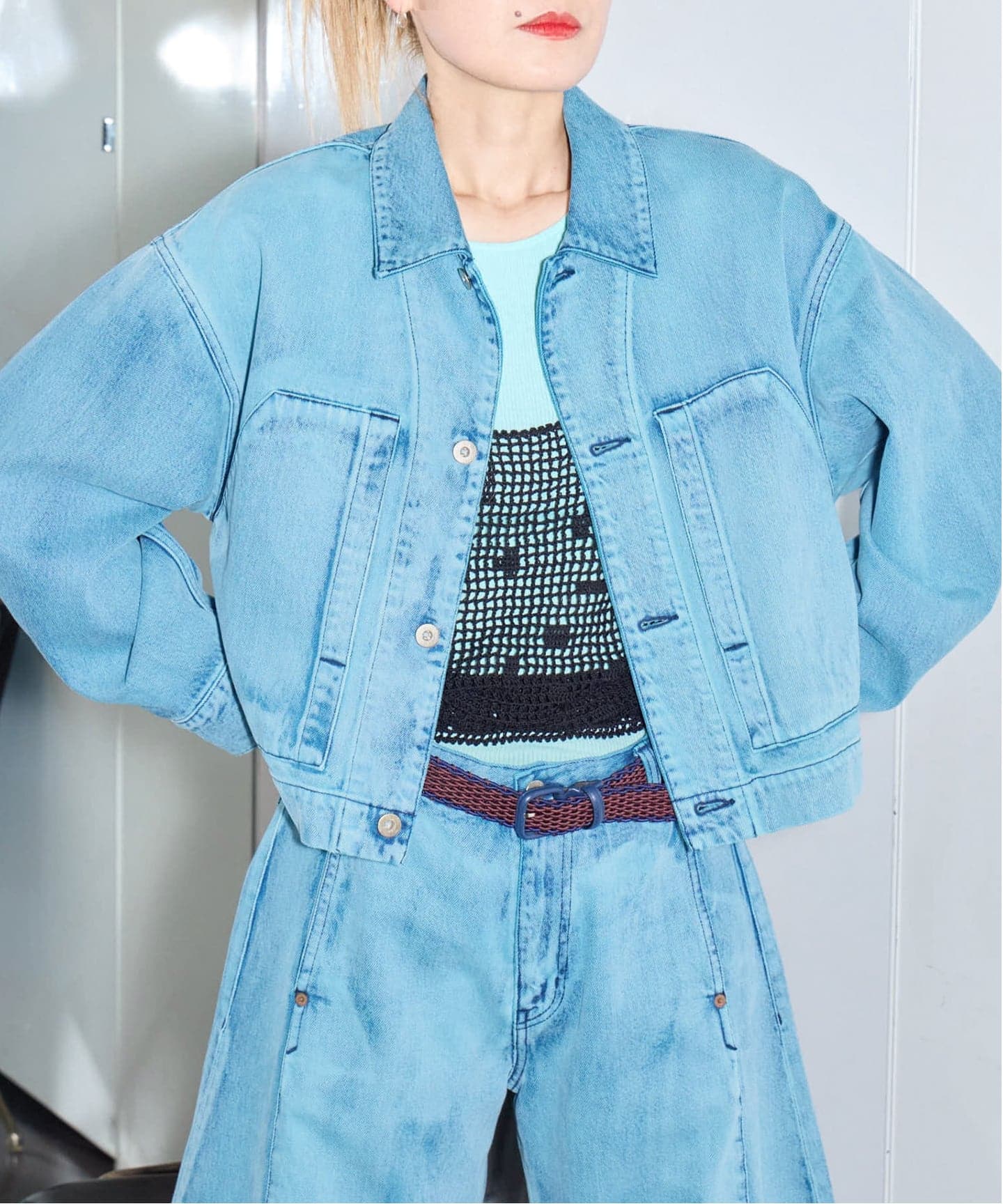 SAYAKA DAVIS CROPPED JACKET WJK502-DDN：デニムジャケット（デニム