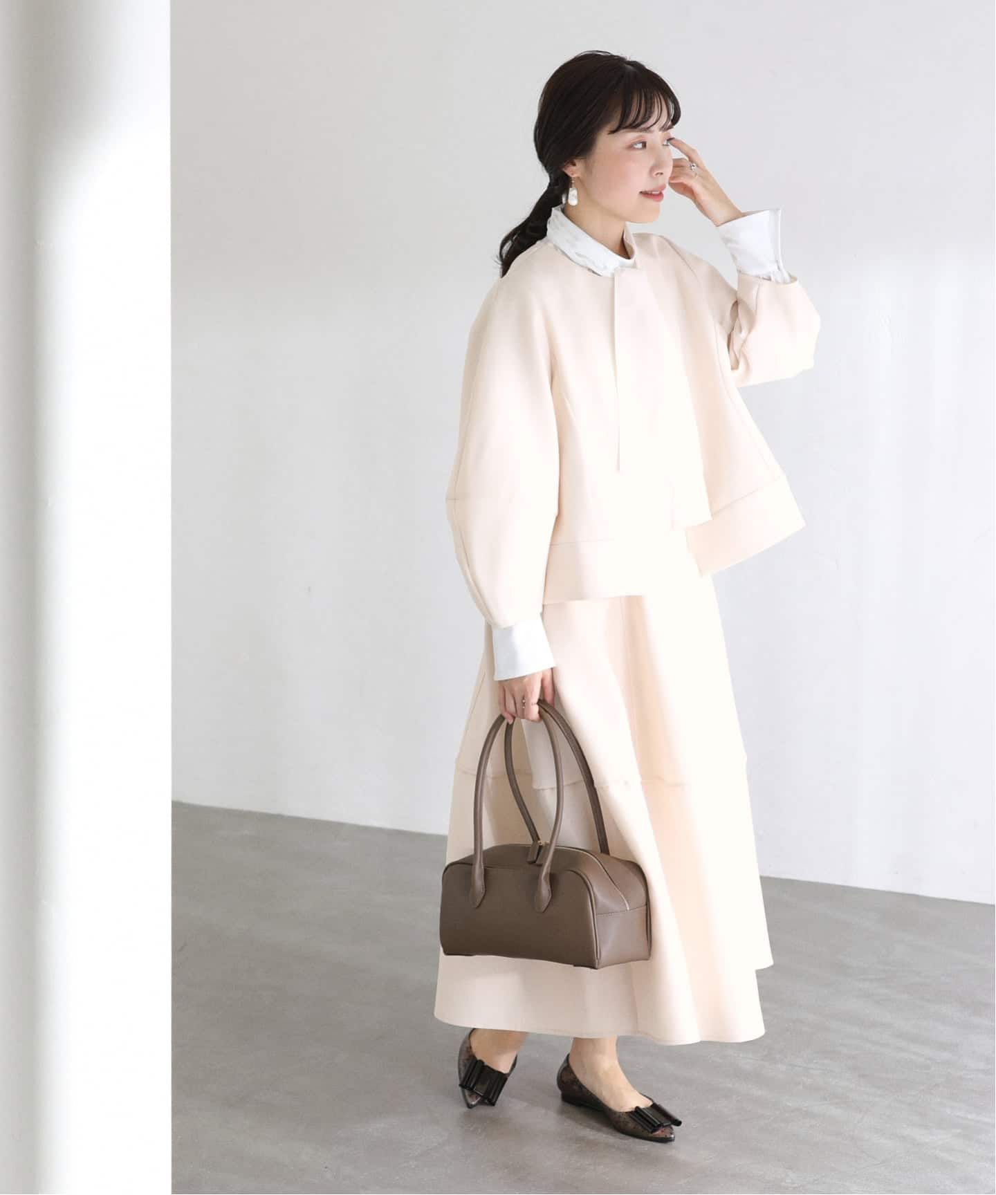 洗える】ボンディングショートペプラムジャケット（ノーカラー