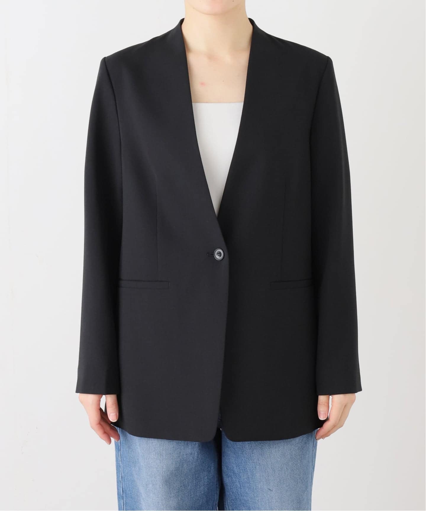 【新品】トロストレッチVカラージャケット セットアップ可》トロストレッチVカラージャケット（ノーカラー