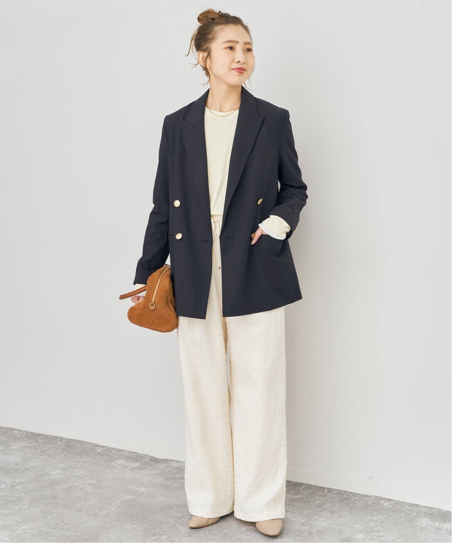 新色有り / 追加》プレーンウィーブダブルブレストジャケット 