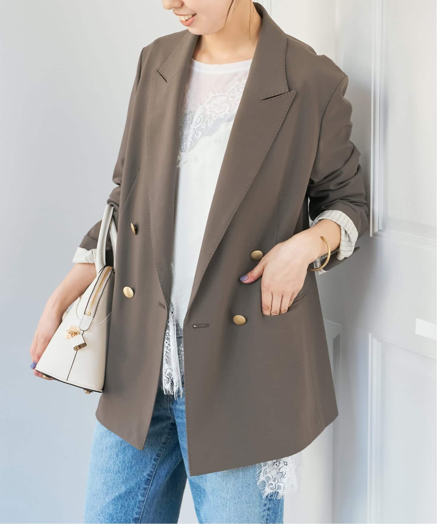 新色有り / 追加予約》プレーンウィーブダブルブレストジャケット