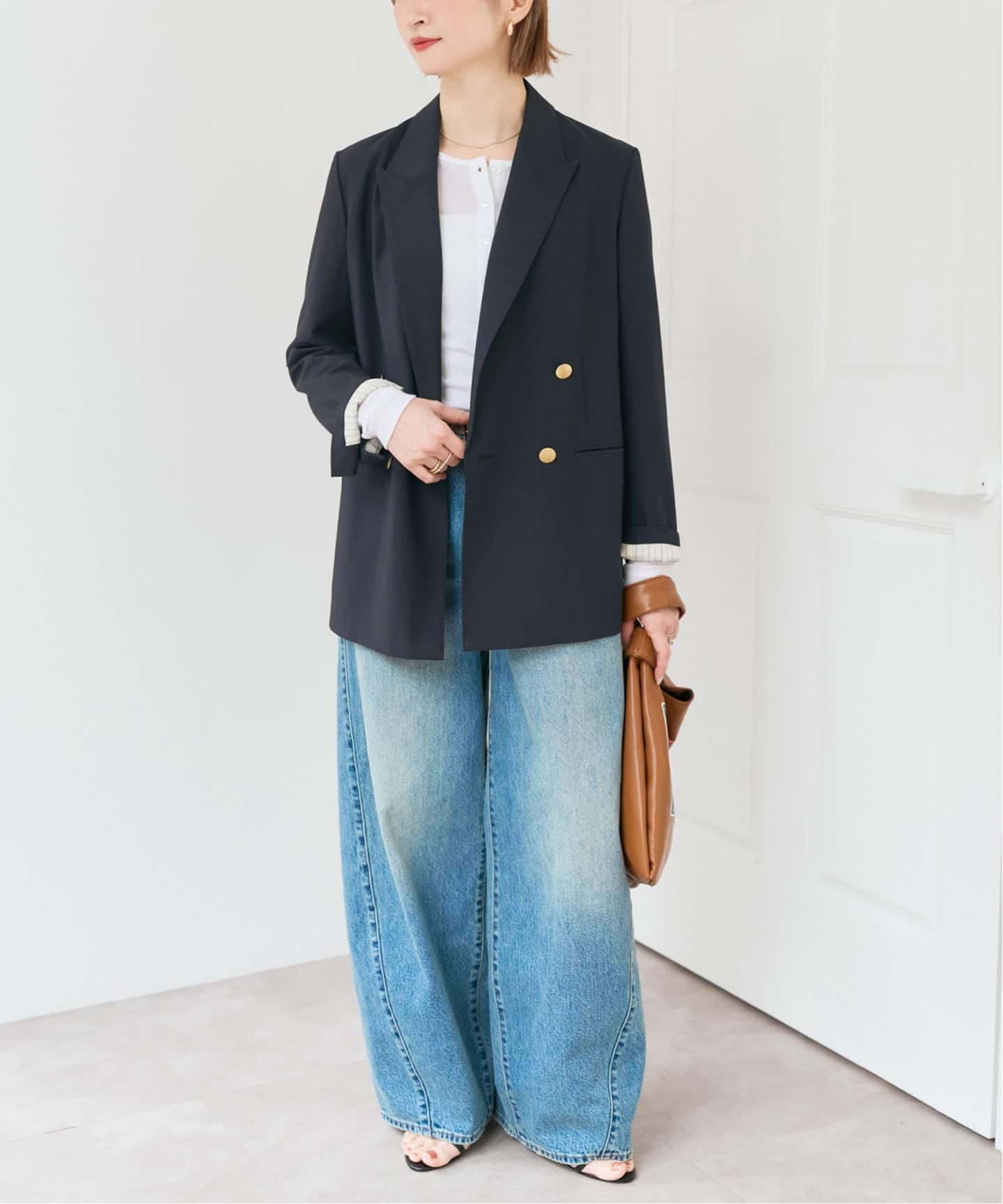 【美品】Spick & Span ライトダブルブレストジャケット ウールライクダブルブレストジャケット | スピック＆スパン(Spick and