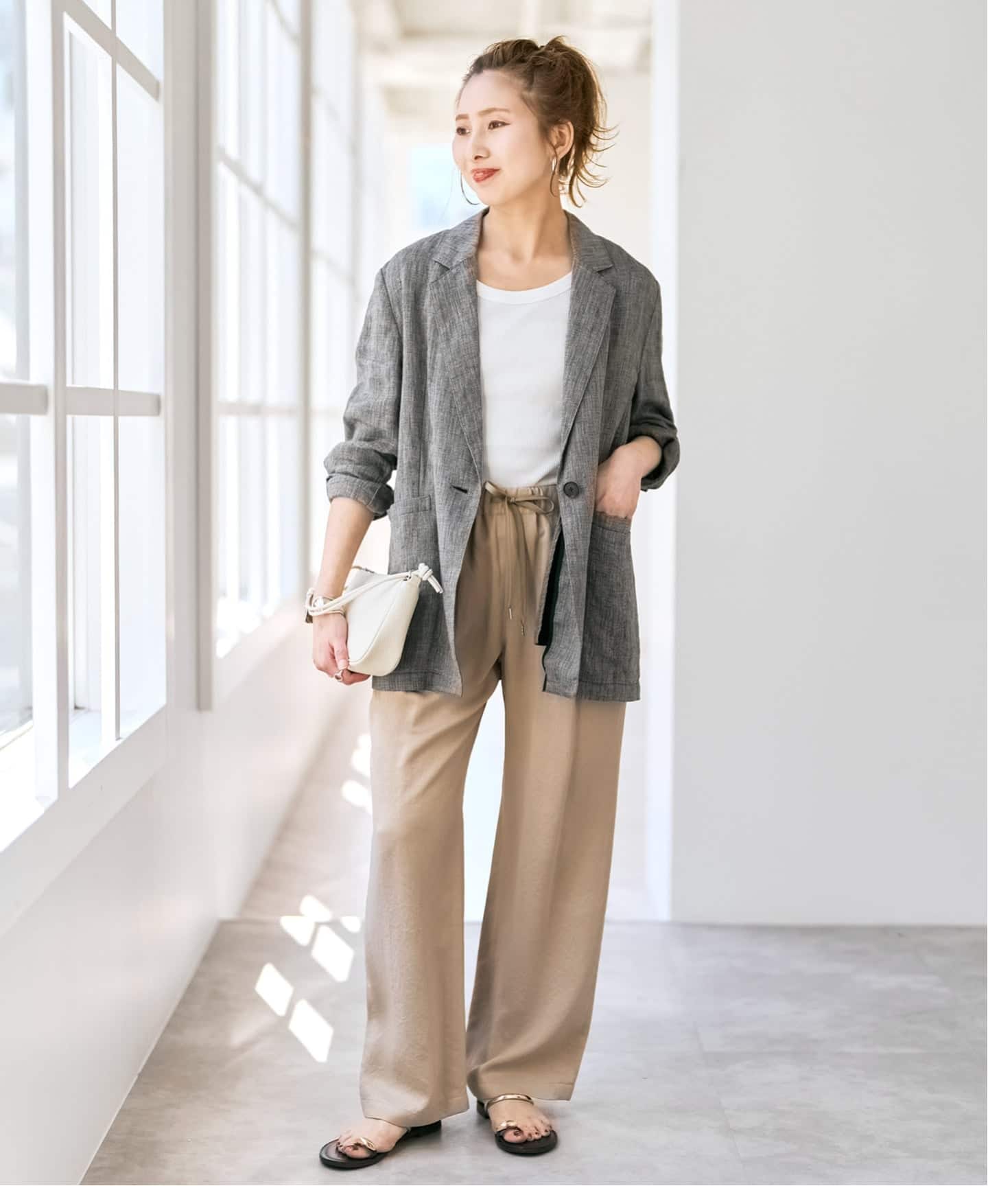 限定値下げ☺︎spick＆span エアリーリネン1Bジャケット 38サイズ 手洗い可 / 追加》エアリーリネン1Bジャケット（テーラードジャケット