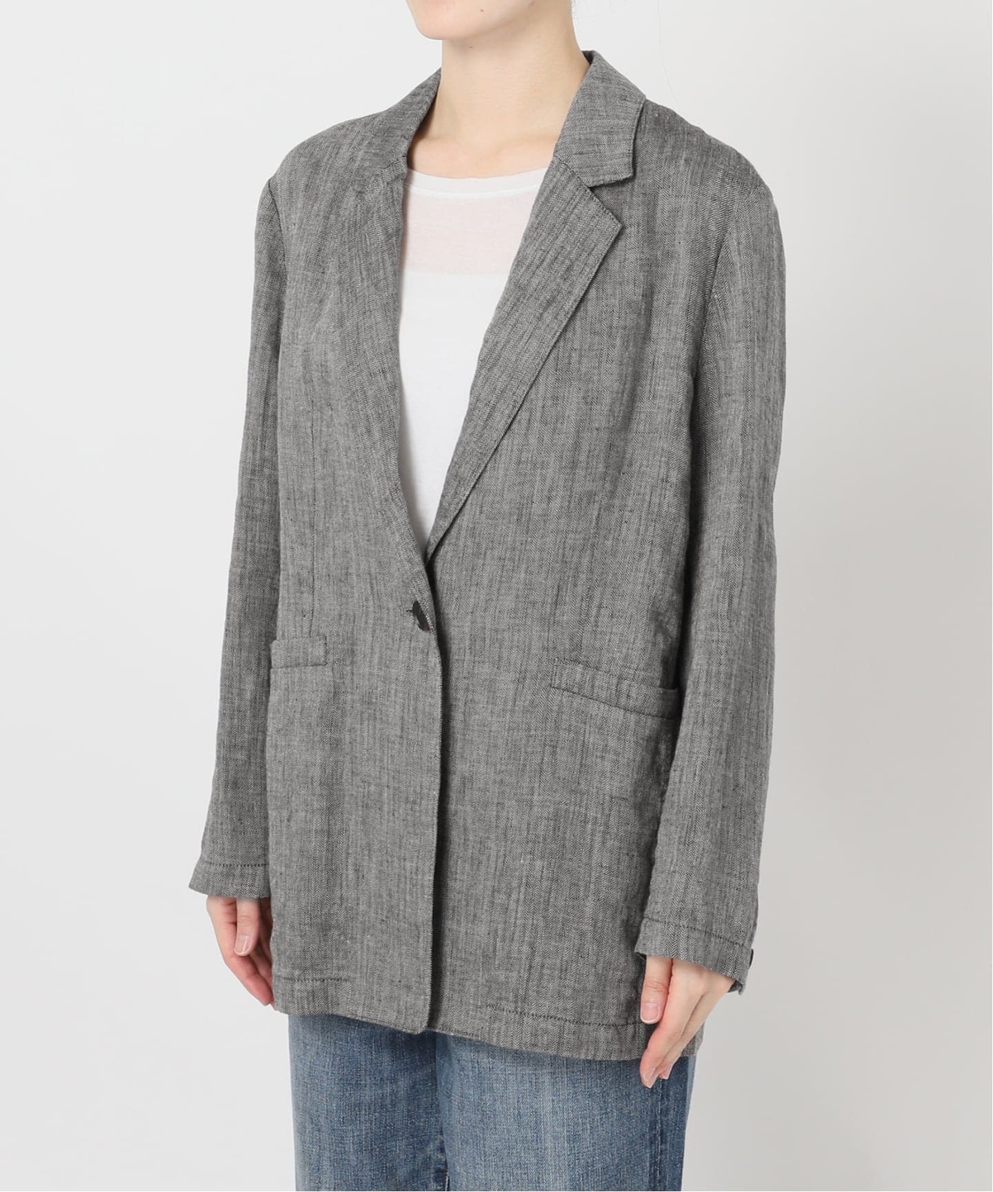 2024ss Plage　オーバーサイズ　リネンジャケット　グレー SILK/LINEN FADED GABARDINE ZIP BLOUSON｜HAZE GRAY – Cornier
