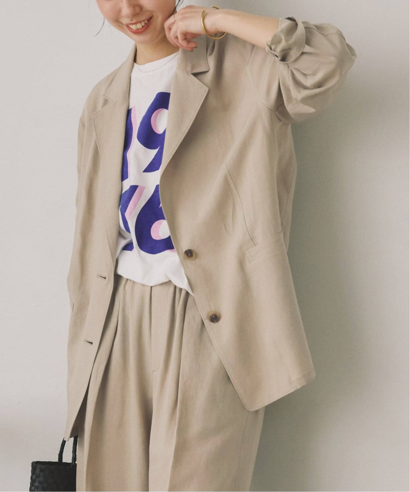 Spick & Span ベージュ リネンジャケット 手洗い可》ハイブリッドリネンジャケット（テーラードジャケット