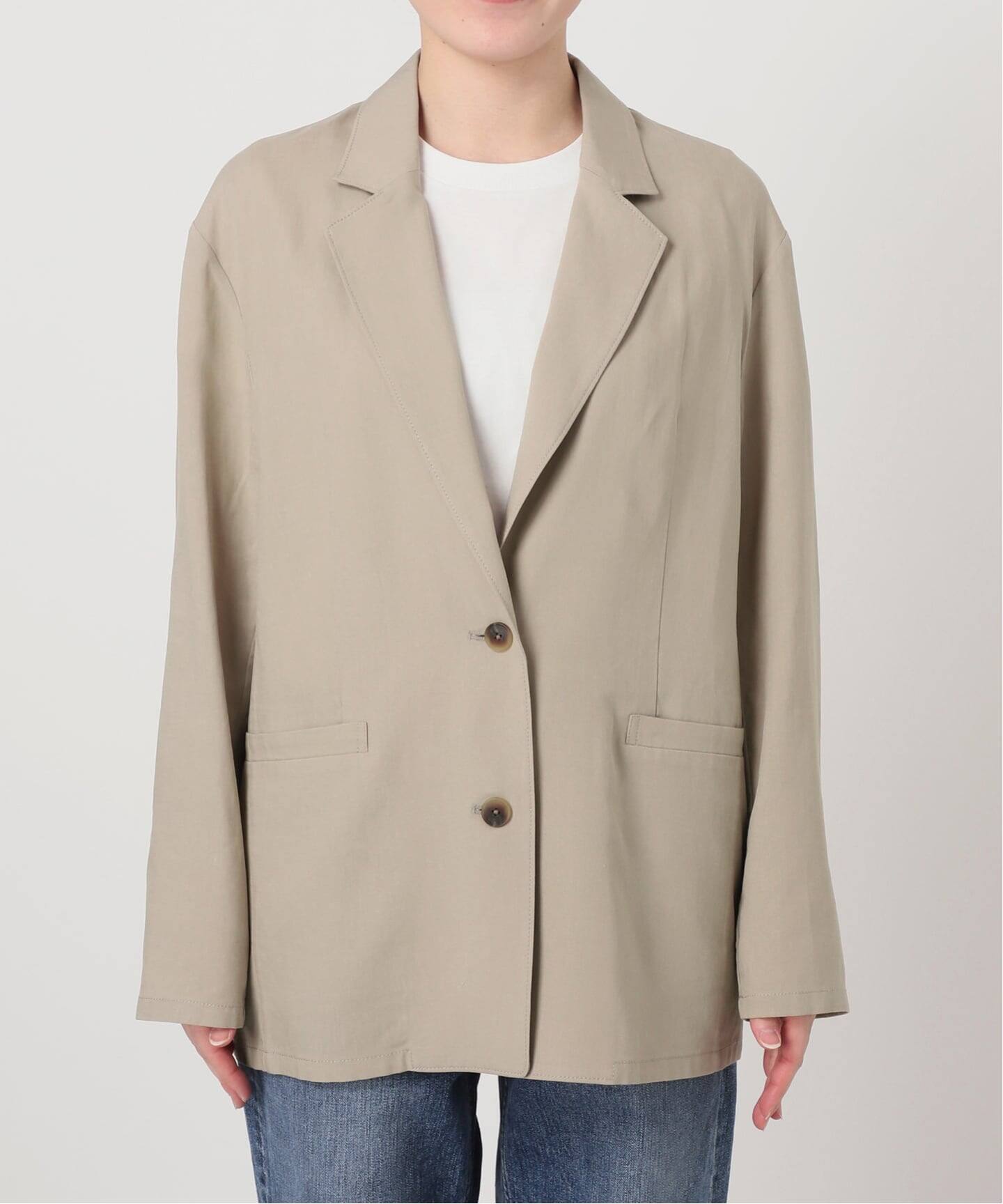 Spick & Span ベージュ リネンジャケット 手洗い可》ハイブリッドリネンジャケット（テーラードジャケット