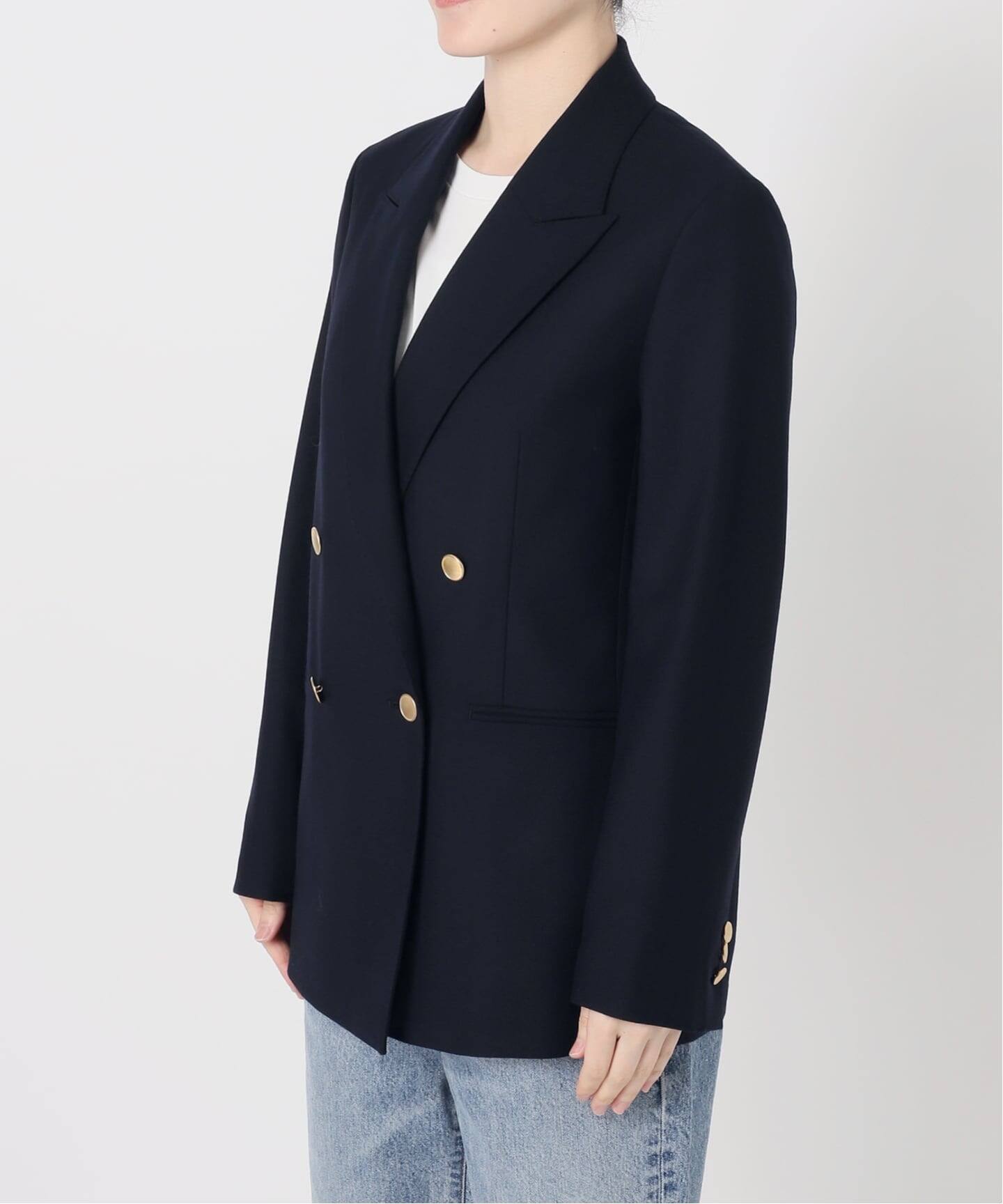Spick&Span ウールブレンドダブルブレストジャケット38 ネイビー 追加予約》ウールブレンドダブルブレストジャケット（テーラード