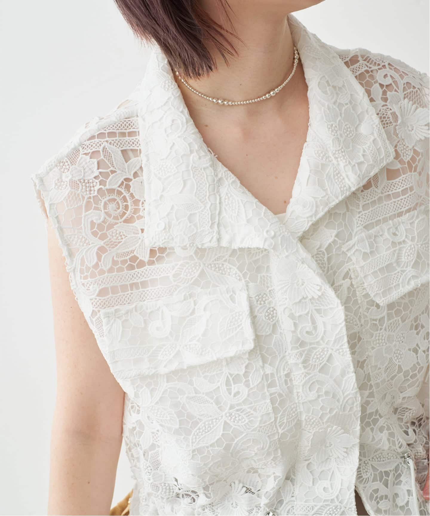Spick & Span レースベスト ホワイト F 一部店舗+WEB限定》LAYAS/レイヤーズ レースベスト（ジレ）｜Spick