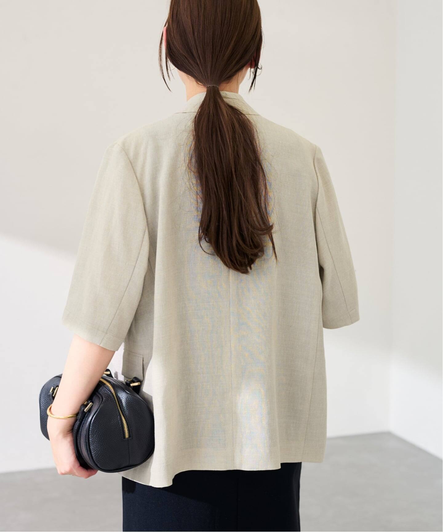 【美品】24SS FRAMeWORK ハーフスリーブジャケット ベージュ F クロップド丈ハーフスリーブジャケット - FENNEL - FENNEL｜YAMADAYA STORE