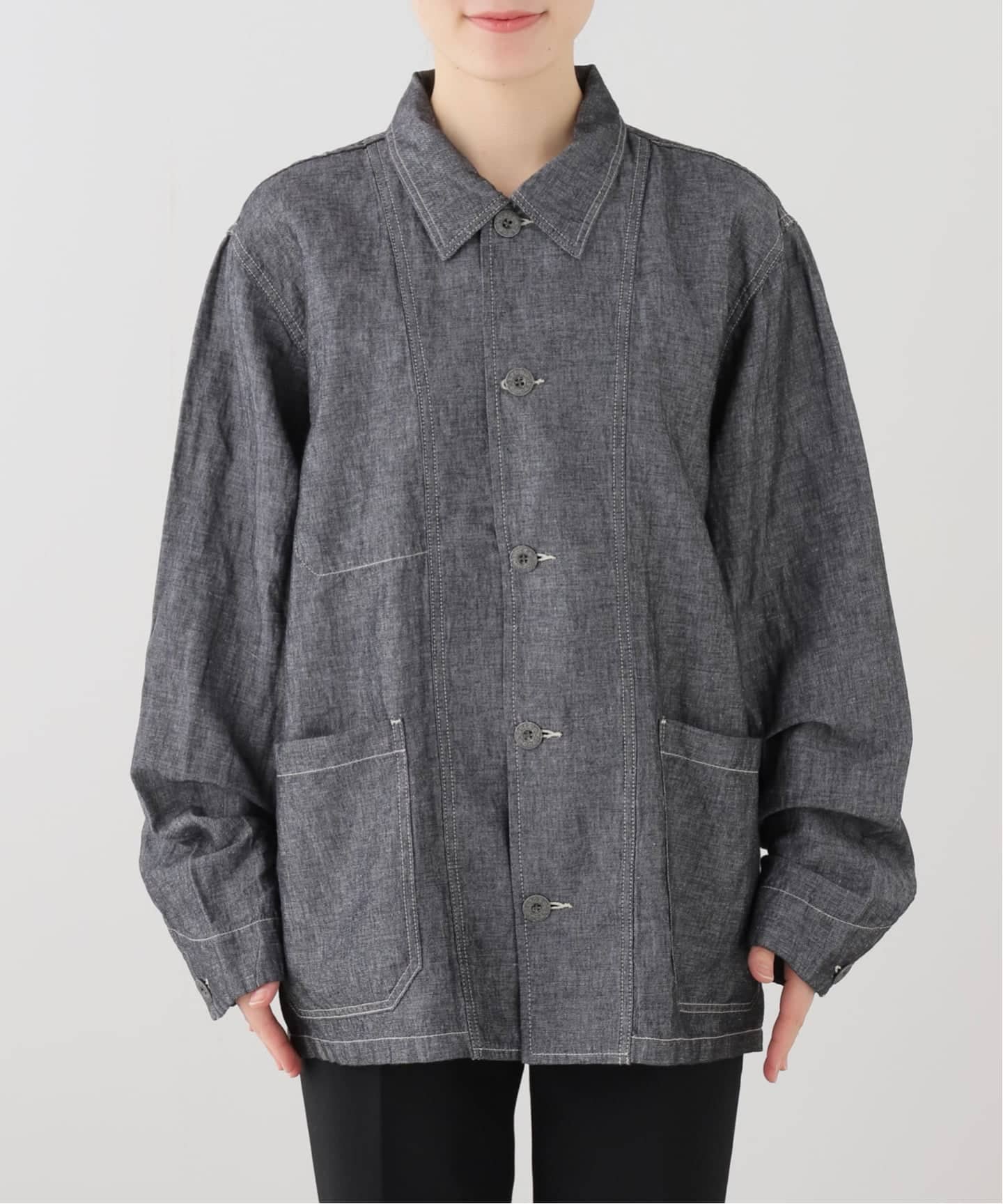 Nigel Cabourn AUTHENTICリネンデニムジャケット50 UK製 Nigel Cabourn LYBROリネンデニムチョアジャケット（その他ブルゾン