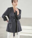 《セットアップ対応》麻ストレッチVカラージャケット