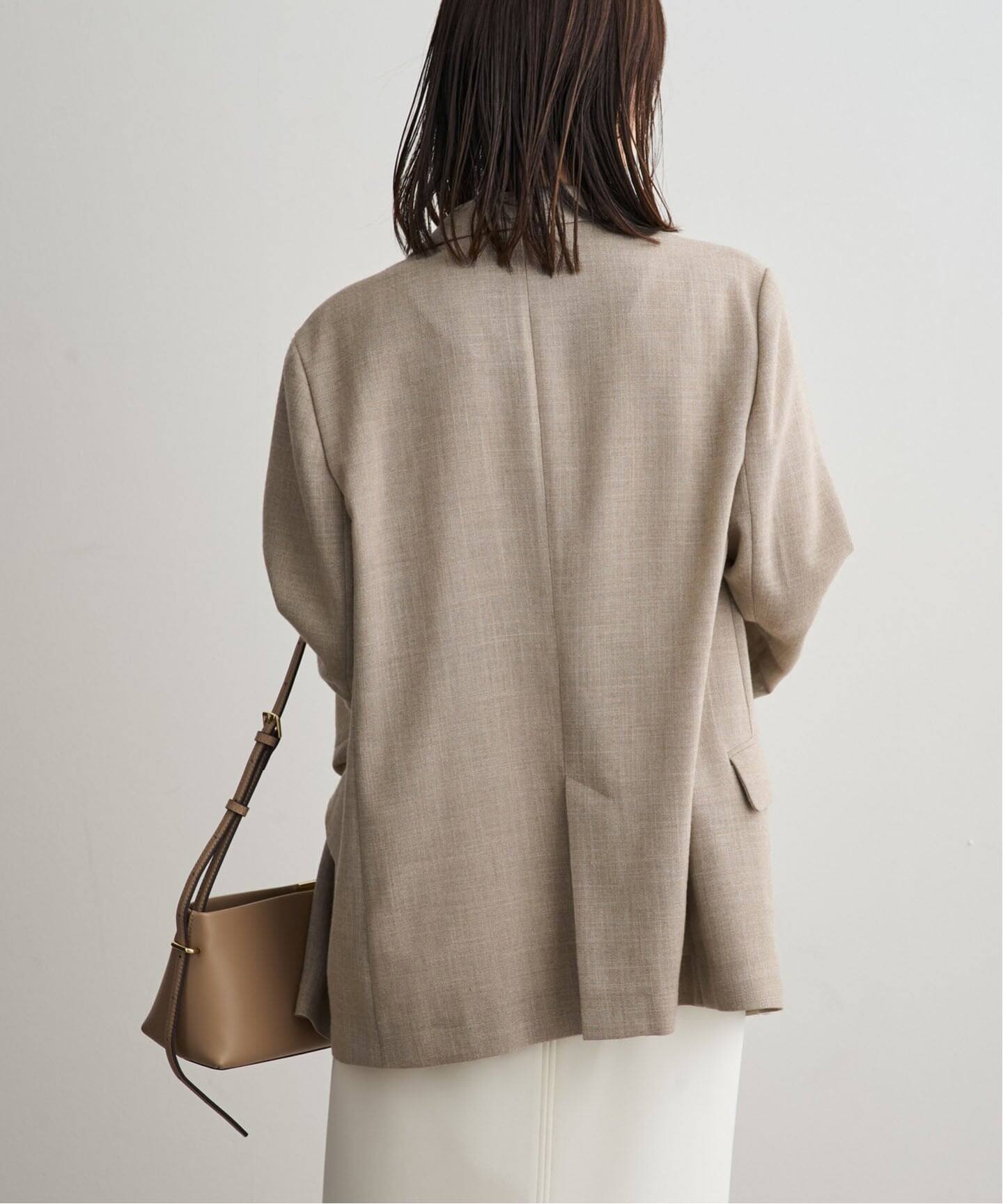 24年♡美品✨NOBLE ドンゴロスダブルジャケット リネンライク ベージュ M ドンゴロスダブルジャケット（テーラードジャケット）｜NOBLE