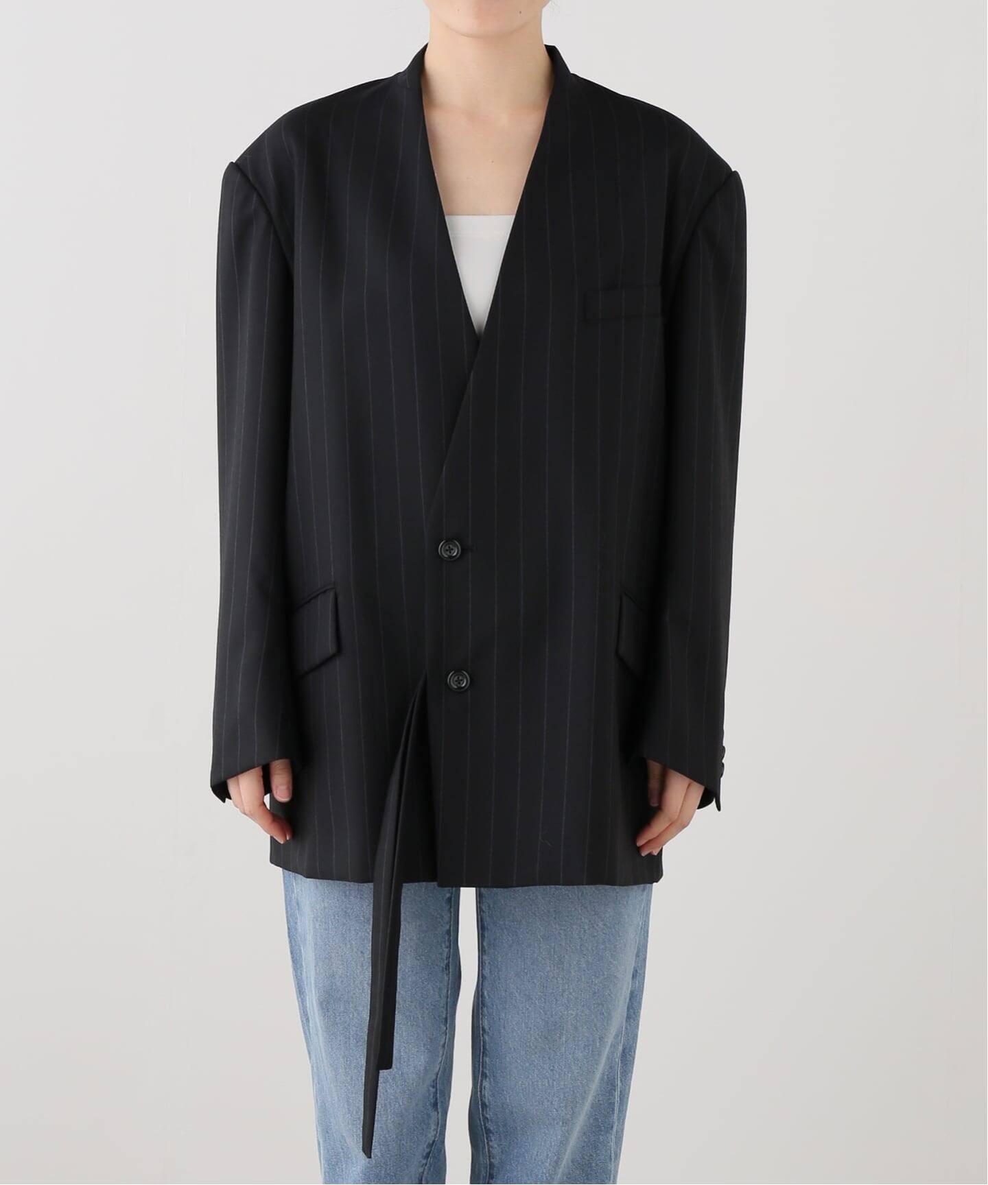 UJOH/ウジョー W Belt 2BS JKT（ノーカラージャケット）｜NOBLE