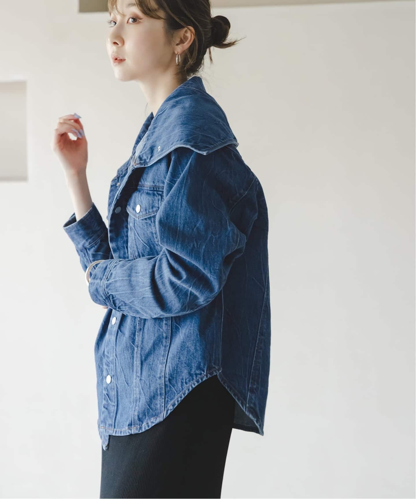 【新品タグ付き】noble ダークブルー デニムジャケット 予約》SERGE/サージ SAILOR COLLAR JACKET（デニムジャケット）｜NOBLE