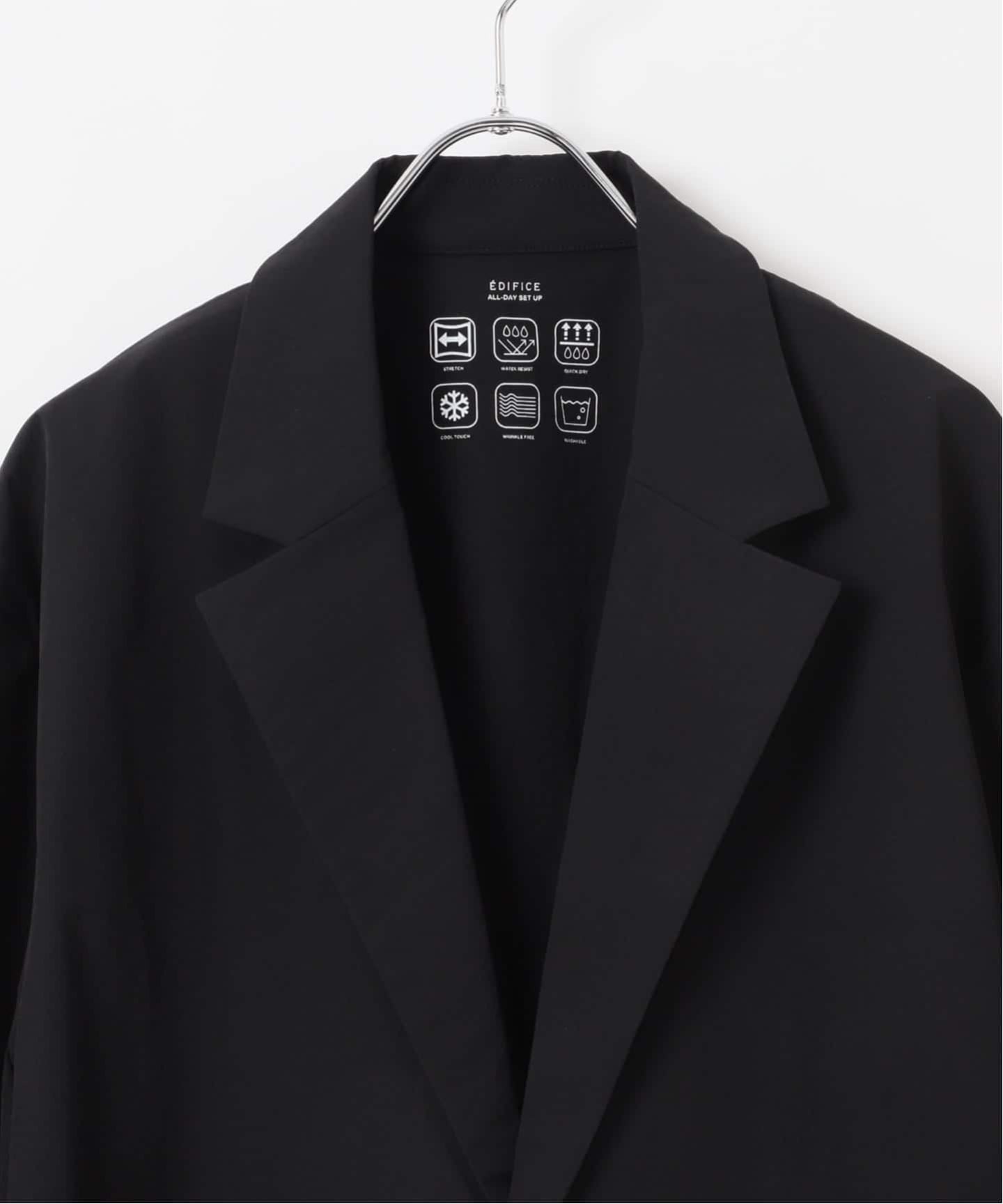ÉDIFICE ブラックジャケット 予約》【EDIFICE ALL-DAY SETUPシリーズ】2点セット ジャケット&パンツ