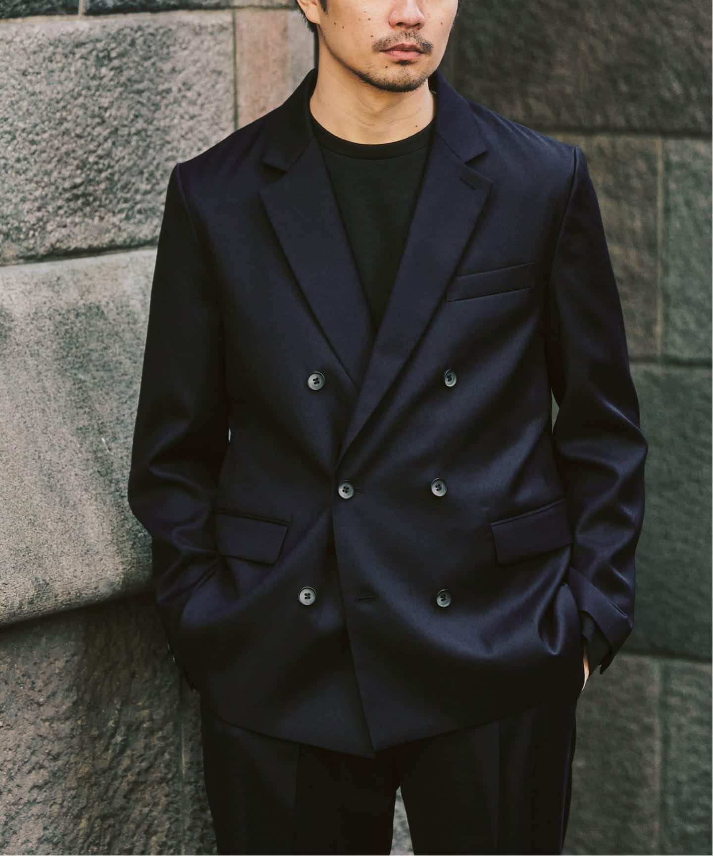 stone  テーラードジャケット S ブラック 002_L ヴィンテージストレッチ テーラードシングルジャケット