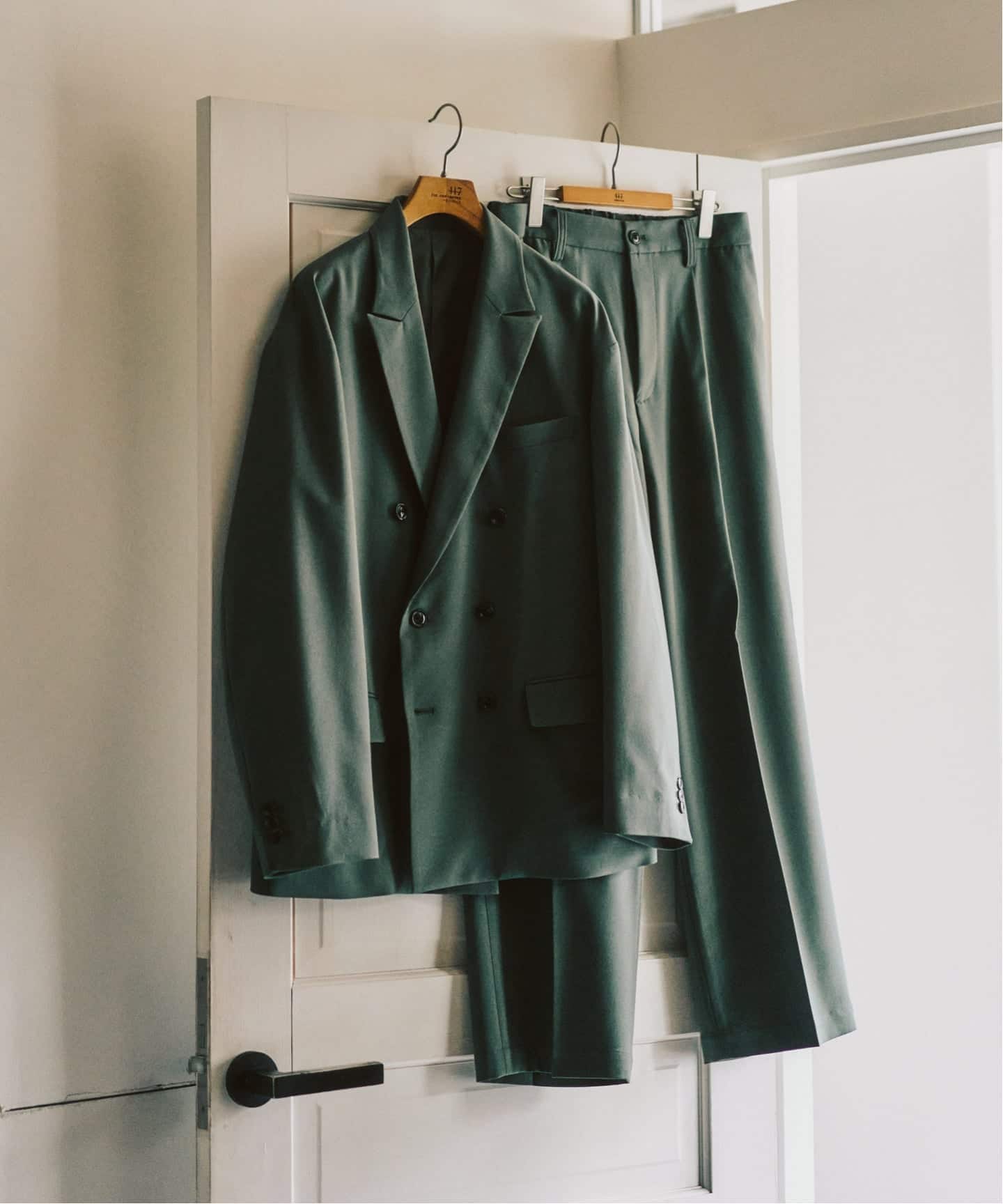 70-80s テイラーメイド　セットアップ　ダブル　スラックス　グリーン TRダブルワイドセットアップ ”ジャケット1点+パンツ1点” の2点セット