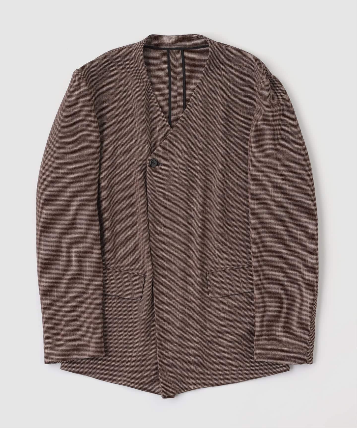 Yuki Hashimoto ブラウン テーラードジャケット YUKI HASHIMOTO / ユウキハシモト YNECK JACKET（ノーカラージャケット